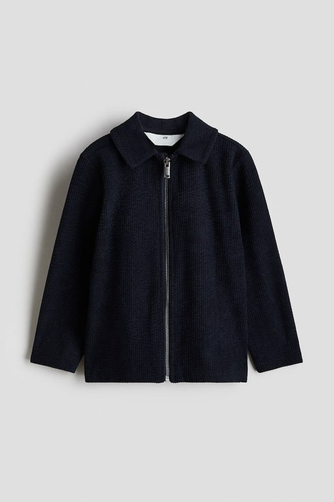 Ribbed velour shacket - Navy blue - 1
