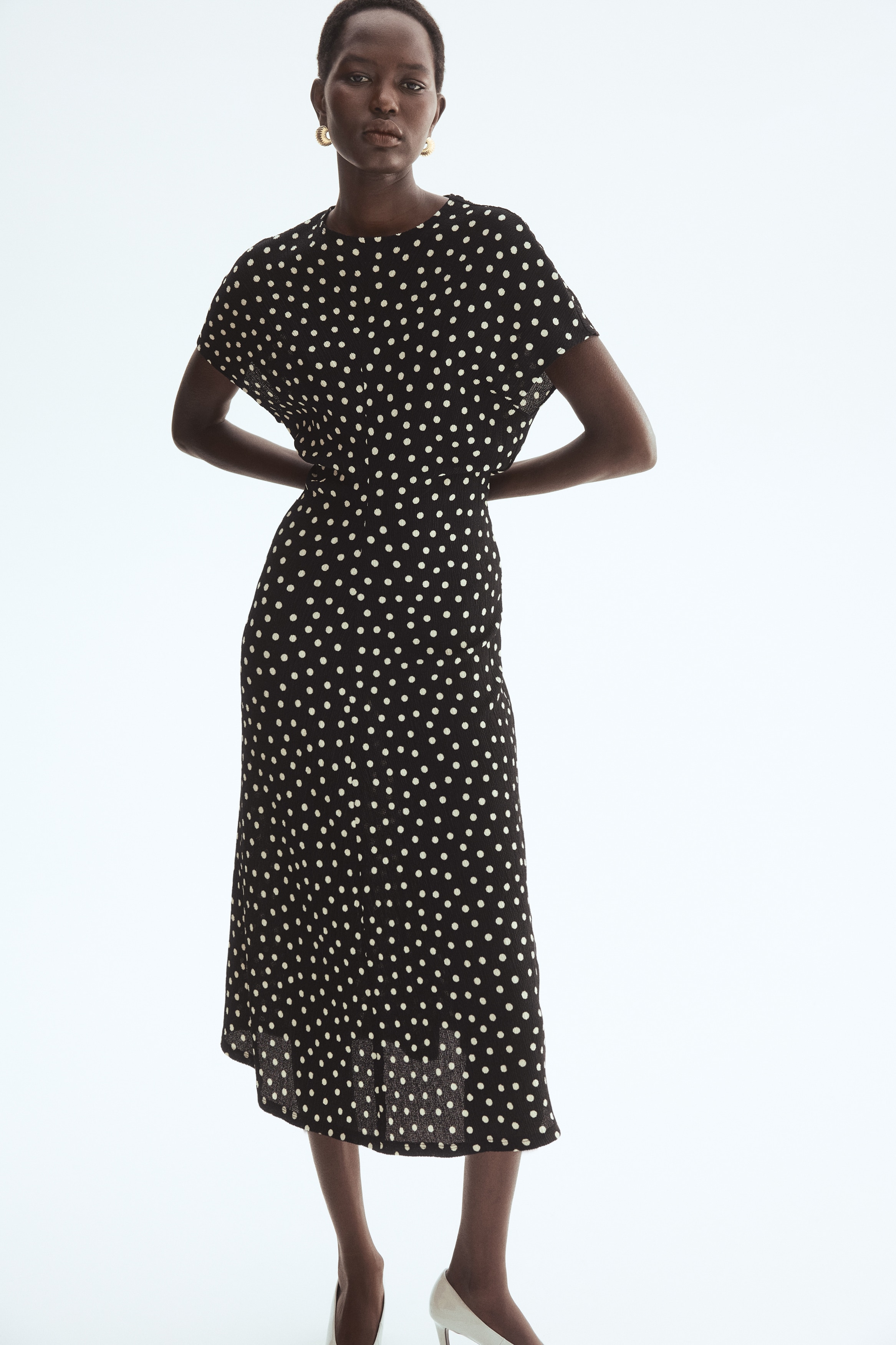 Textured jersey dress - Μαύρο/πουά