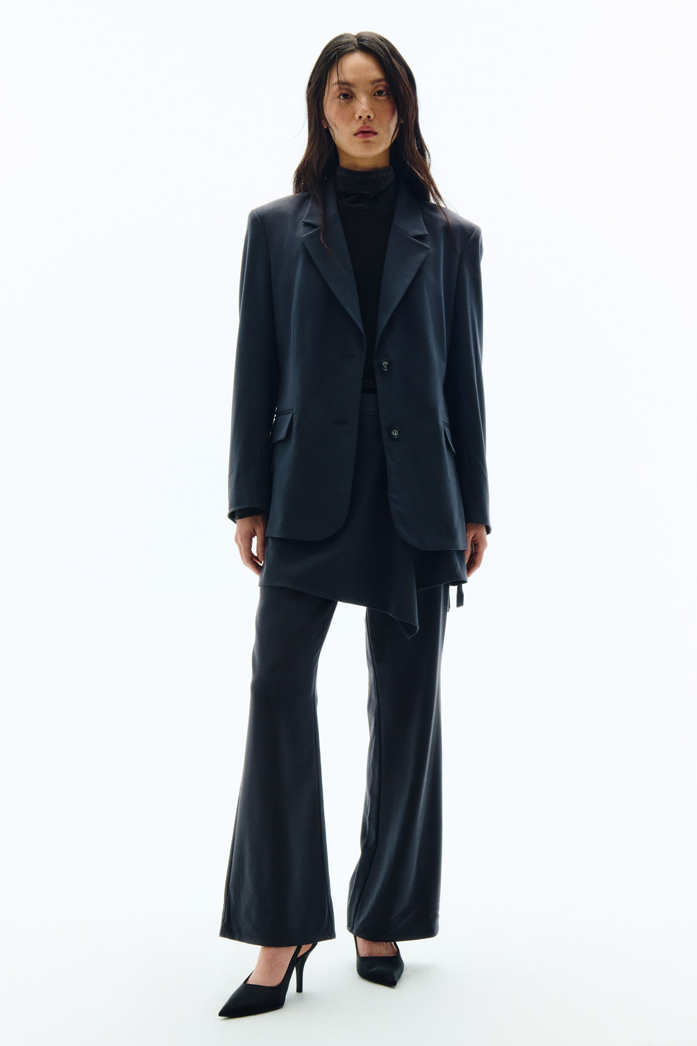 ベルトディテールブレザー - ダークグレー - レディース | H&M JP