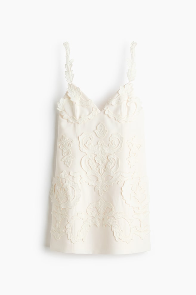Appliquéd strappy dress - Cream - 1