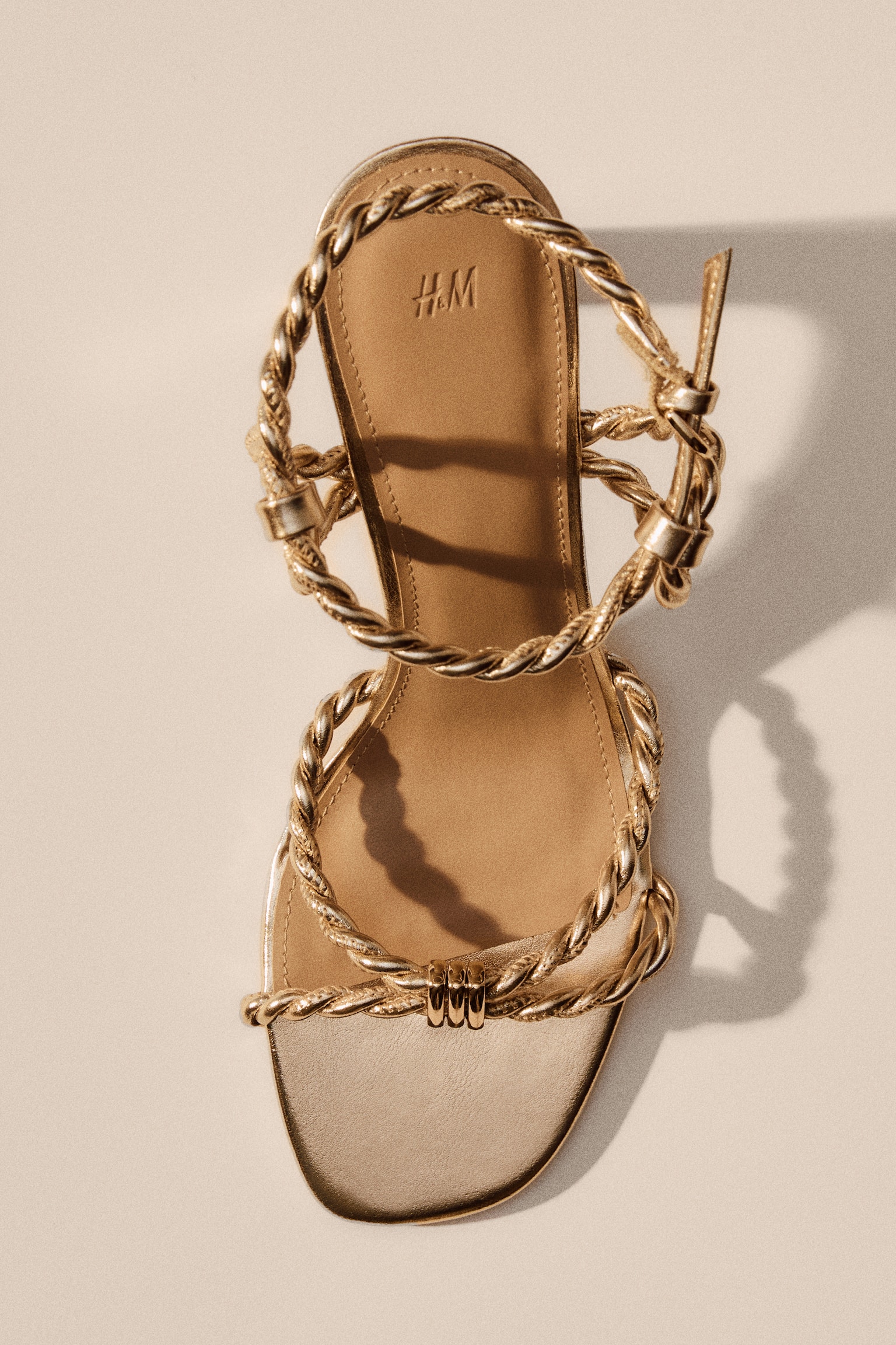 Heeled Strappy Sandals - Gold-colored/Black - 1