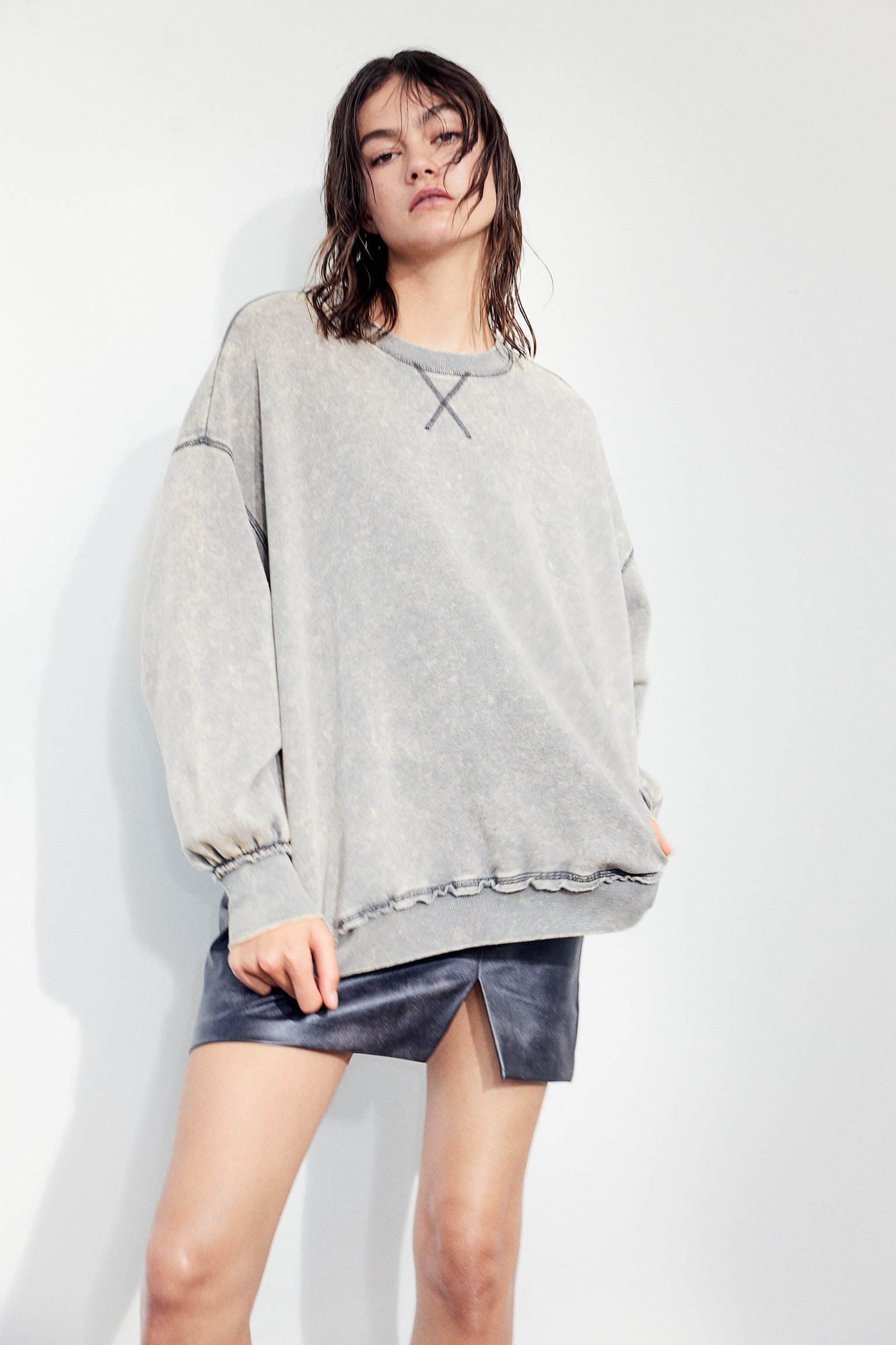 Oversized sweatshirt - Grey/Black - 5