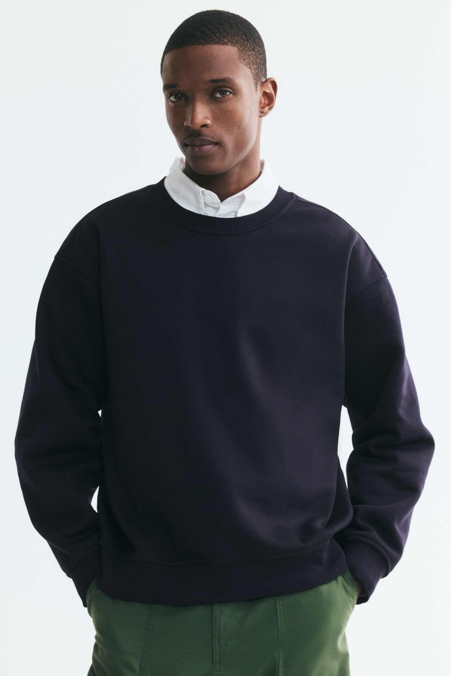 Loose Fit Sweatshirt - Dark blue/Dark grey/Black/Pink/Grey marl/Light grey/Light blue/Green - 1