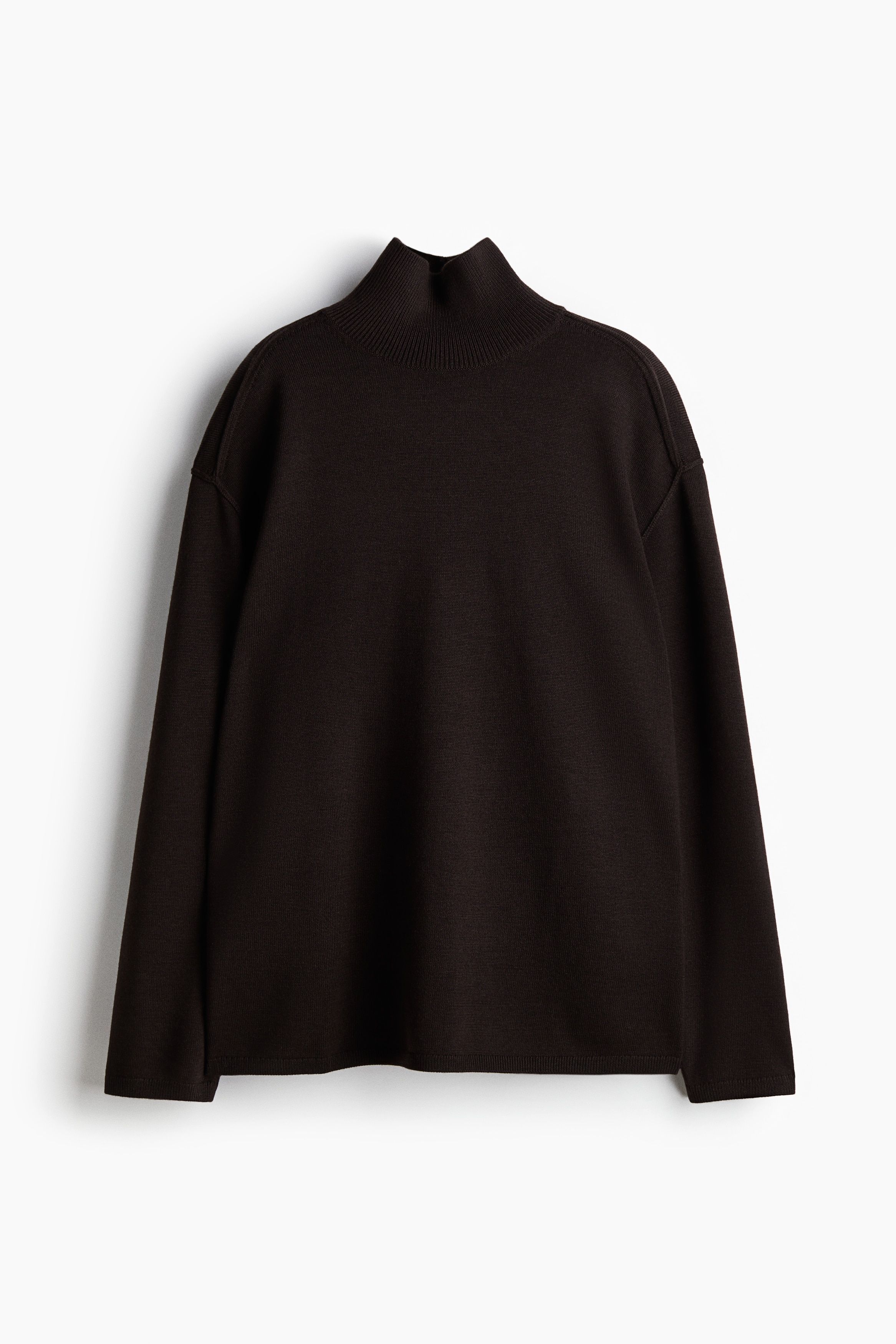 Wool Mock Turtleneck Sweater - Dark brown - Ladies | H&M US