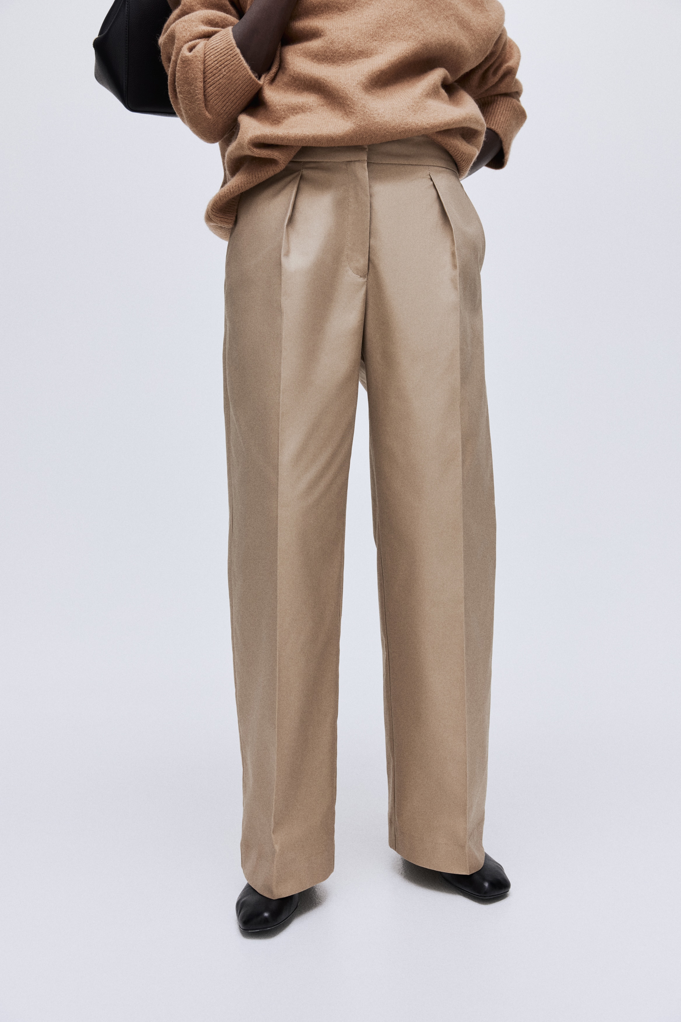 Wide twill trousers