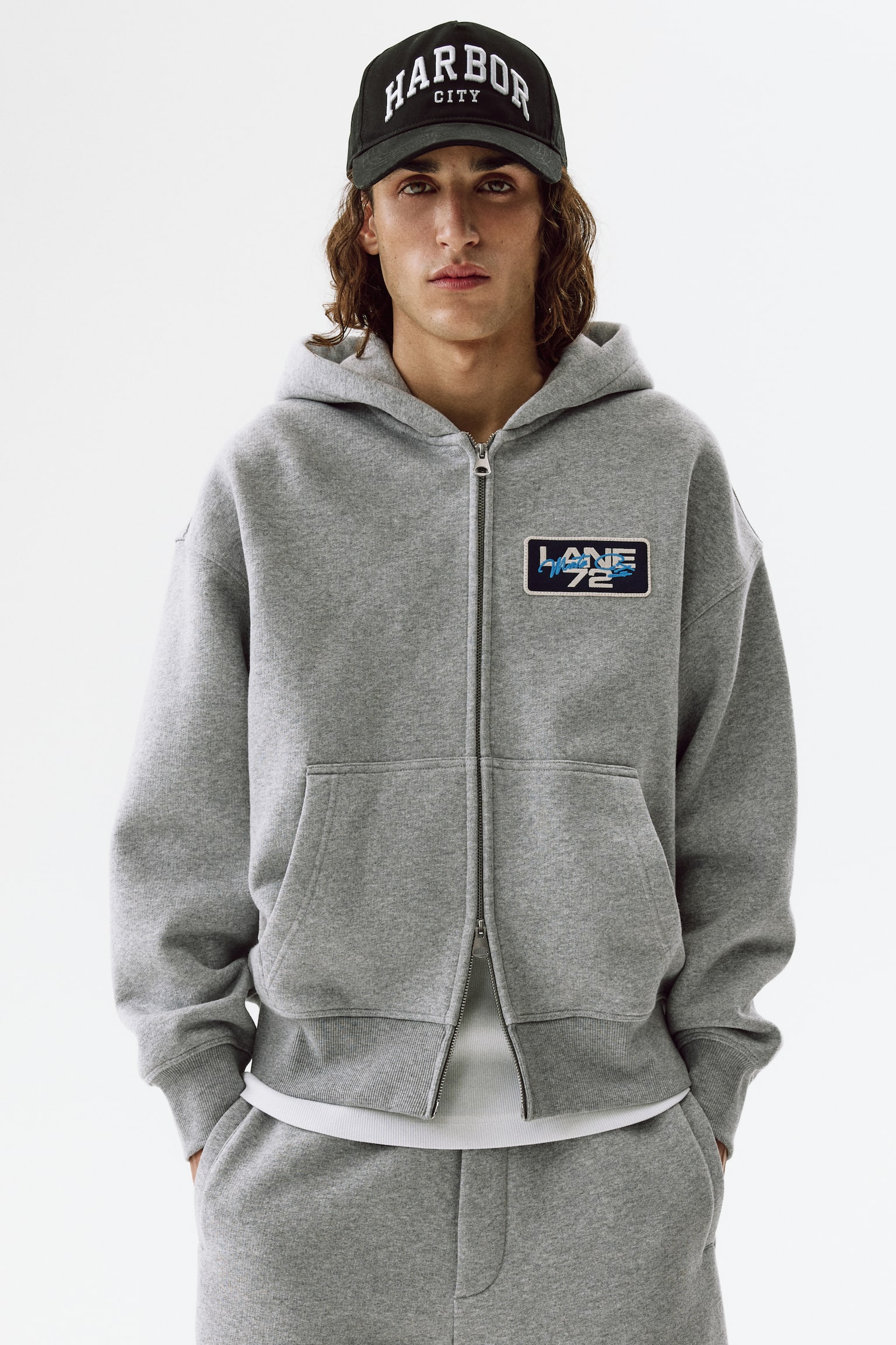 Veste à capuche zippée Oversized Fit - Gris chiné/Lane 72/Bleu marine/Sports Gear - 1