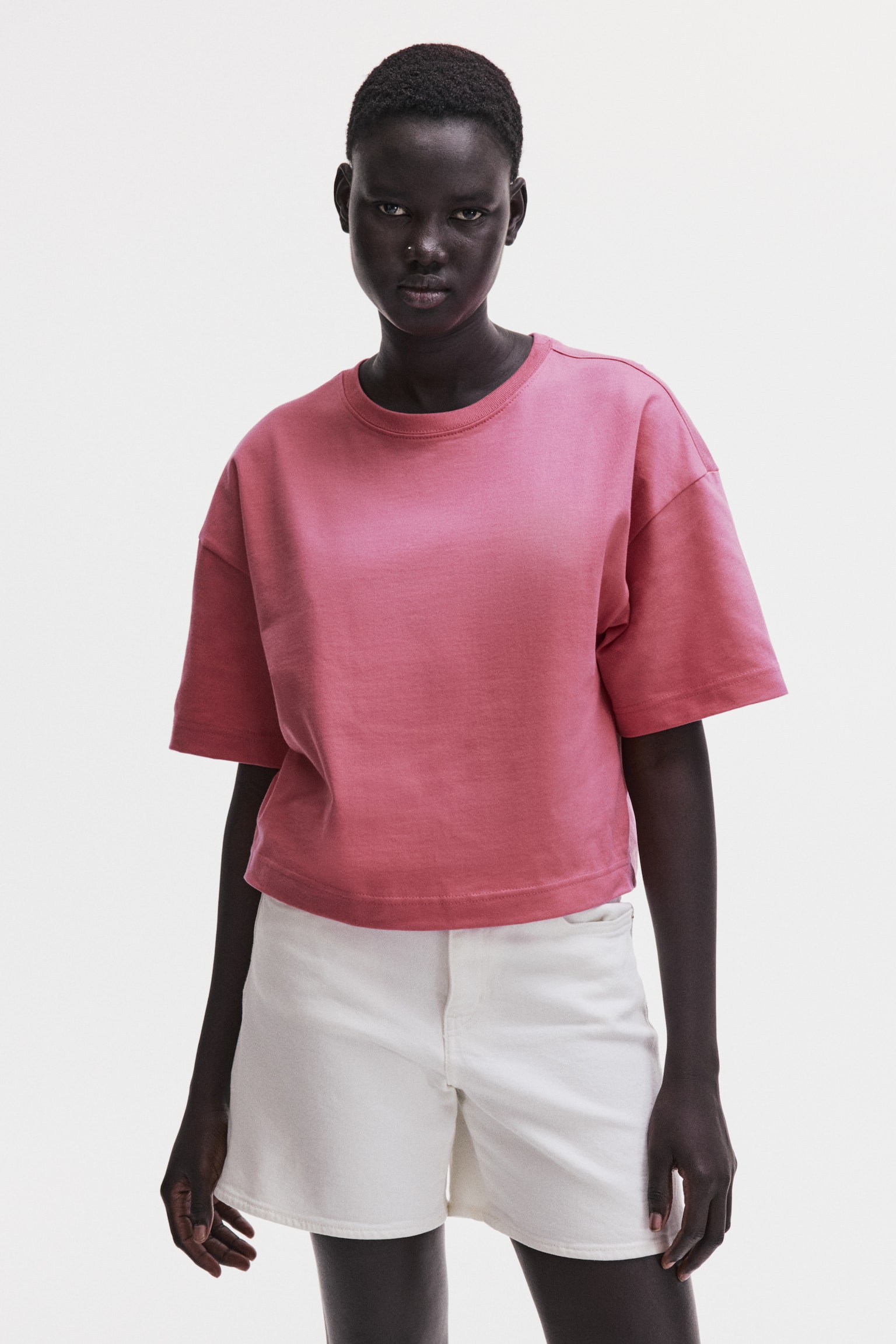 Boxy T-shirt - Pink/Yellow/Light turquoise/White/Blue-grey - 5