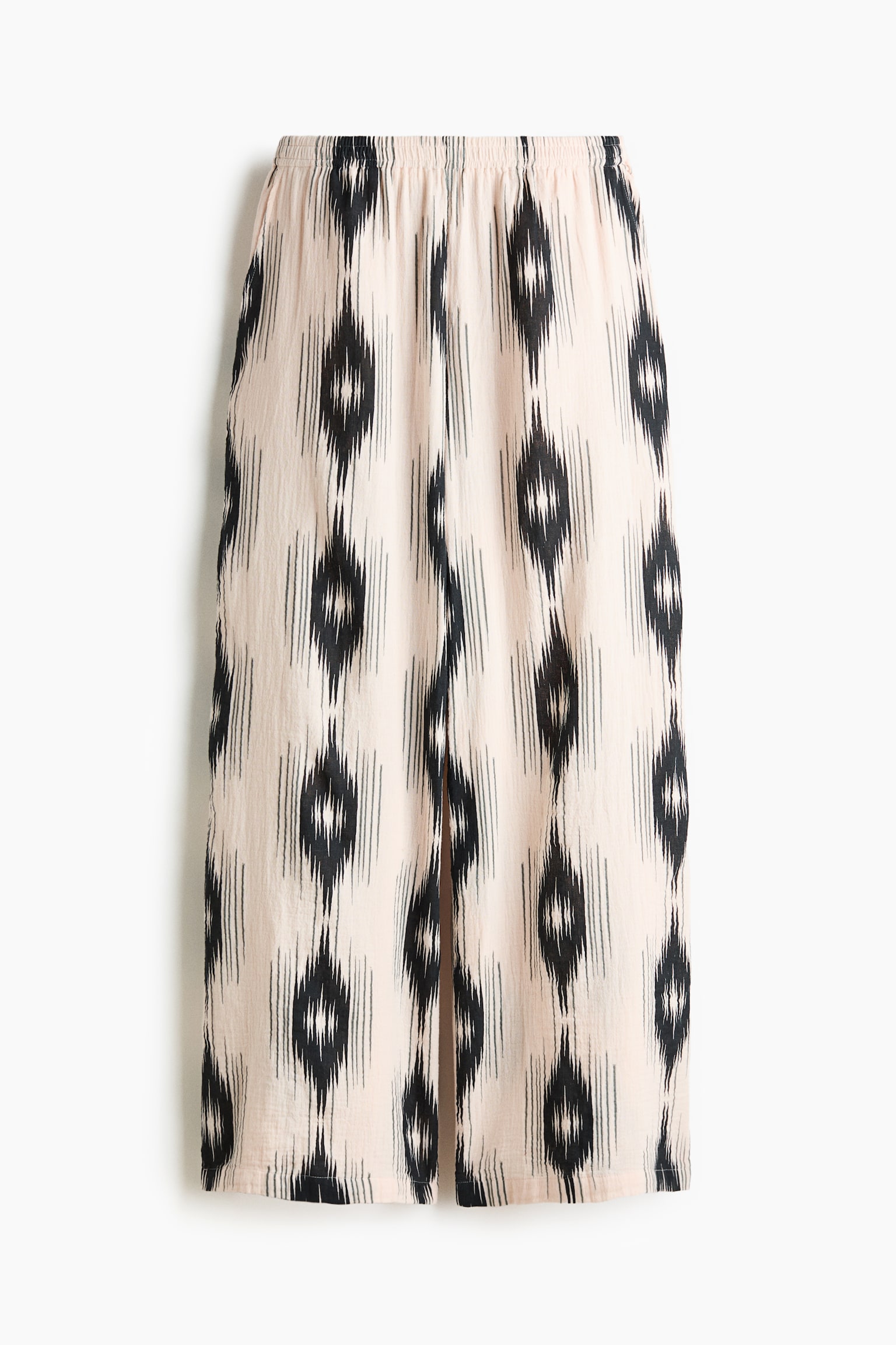 Straight-Leg Muslin Pants - Light beige/patterned/Rust red