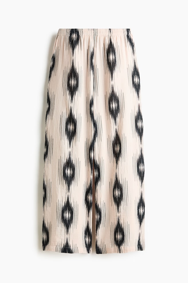 Straight-Leg Muslin Pants - Light beige/patterned/Dark brown/striped/Nearly black/Dark khaki green - 1