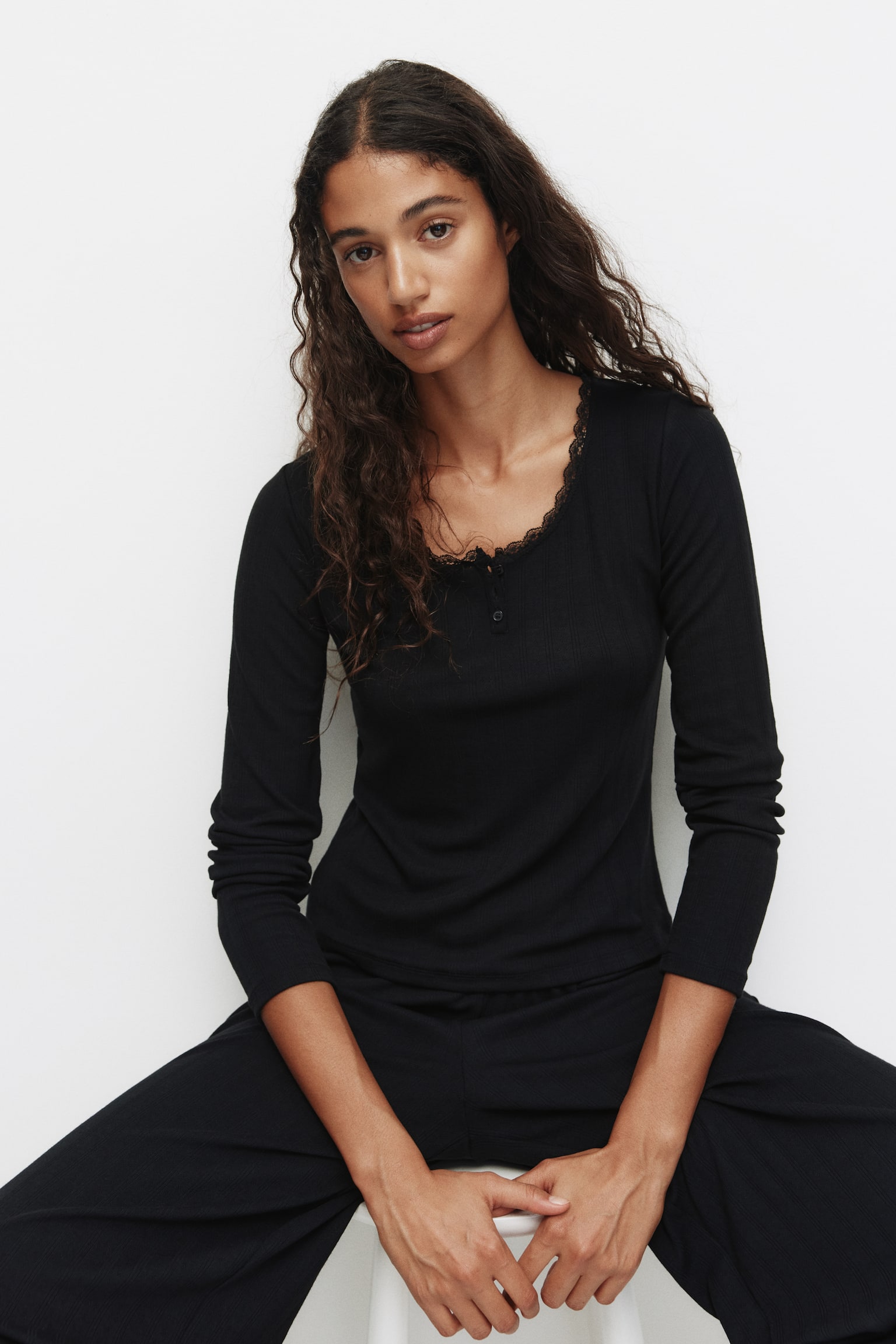 Pointelle jersey pyjamas - Black/Light pink - 6