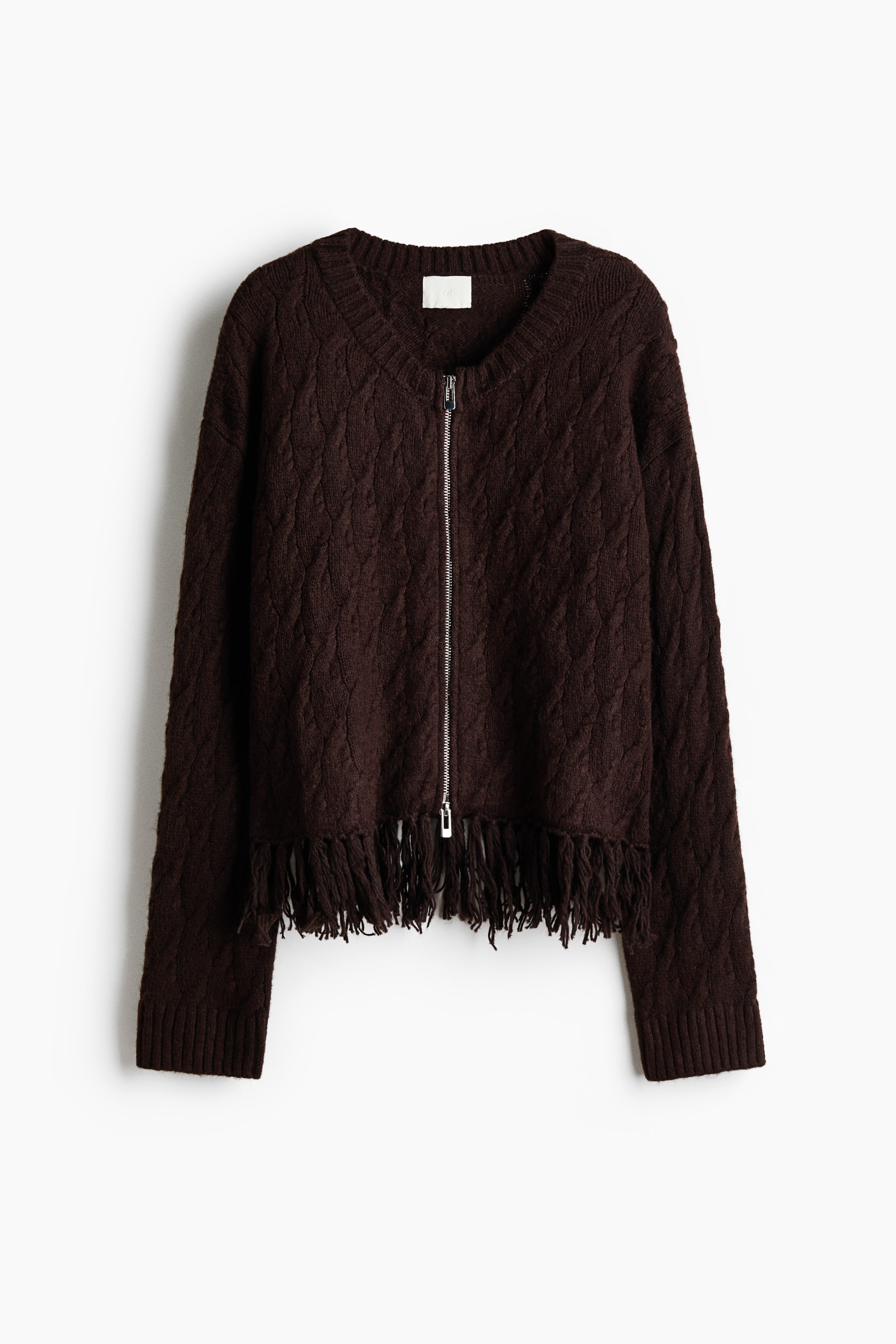 이미지 확대 보기: Fringe-trimmed cardigan - Dark brown - 여성 | H&M KR 5