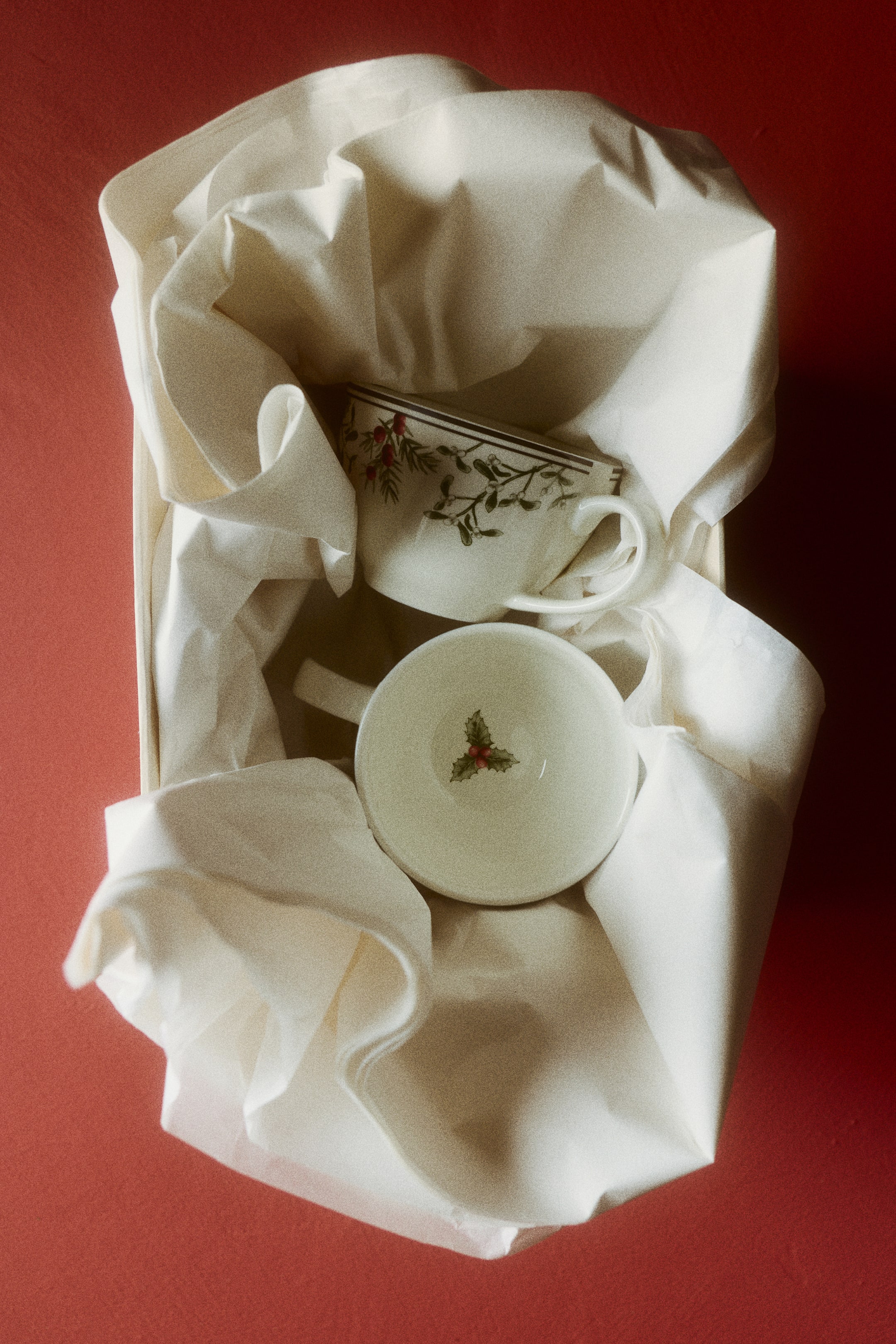 View larger image: 2-Pack Printed Porcelain Coffee Cups - White/holly - Home All | H&M US 1