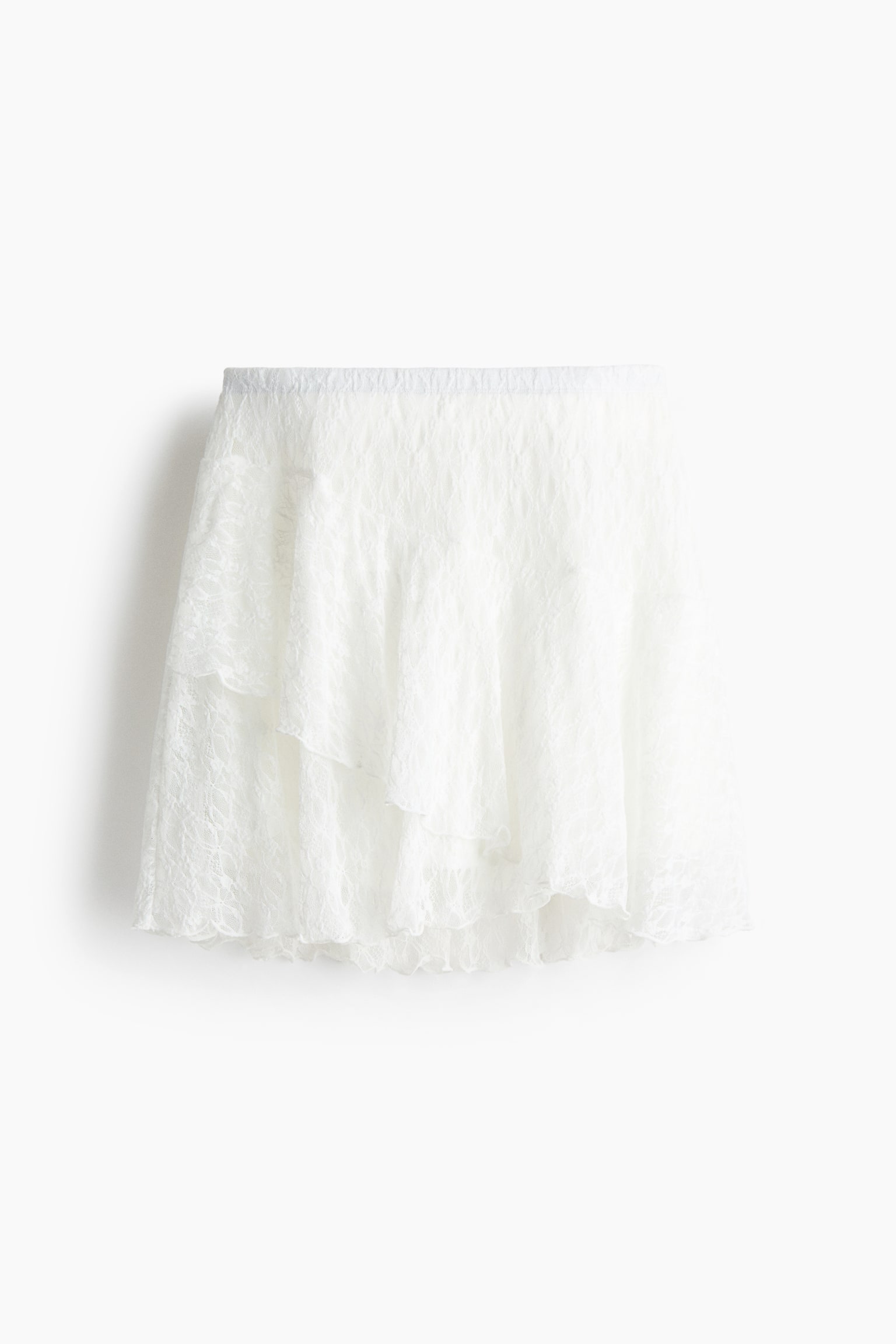 Flounced lace skirt - White/Light blue/Dark brown - 1