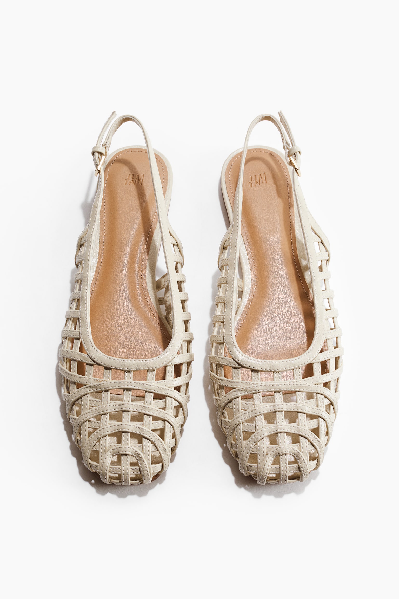 Braided-look slingbacks - Light beige/Brown/Beige - 2