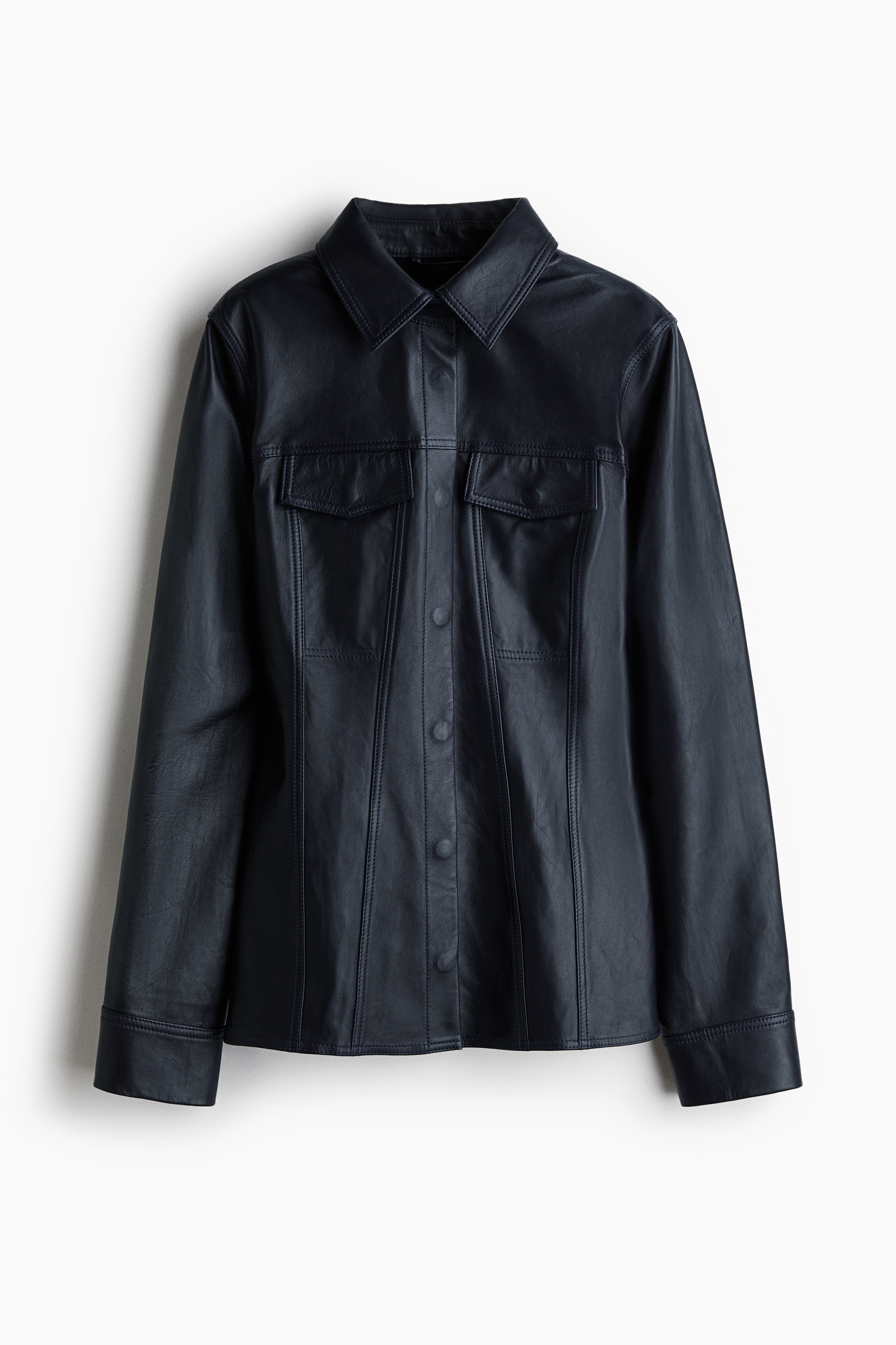Leather Shirt - Navy blue