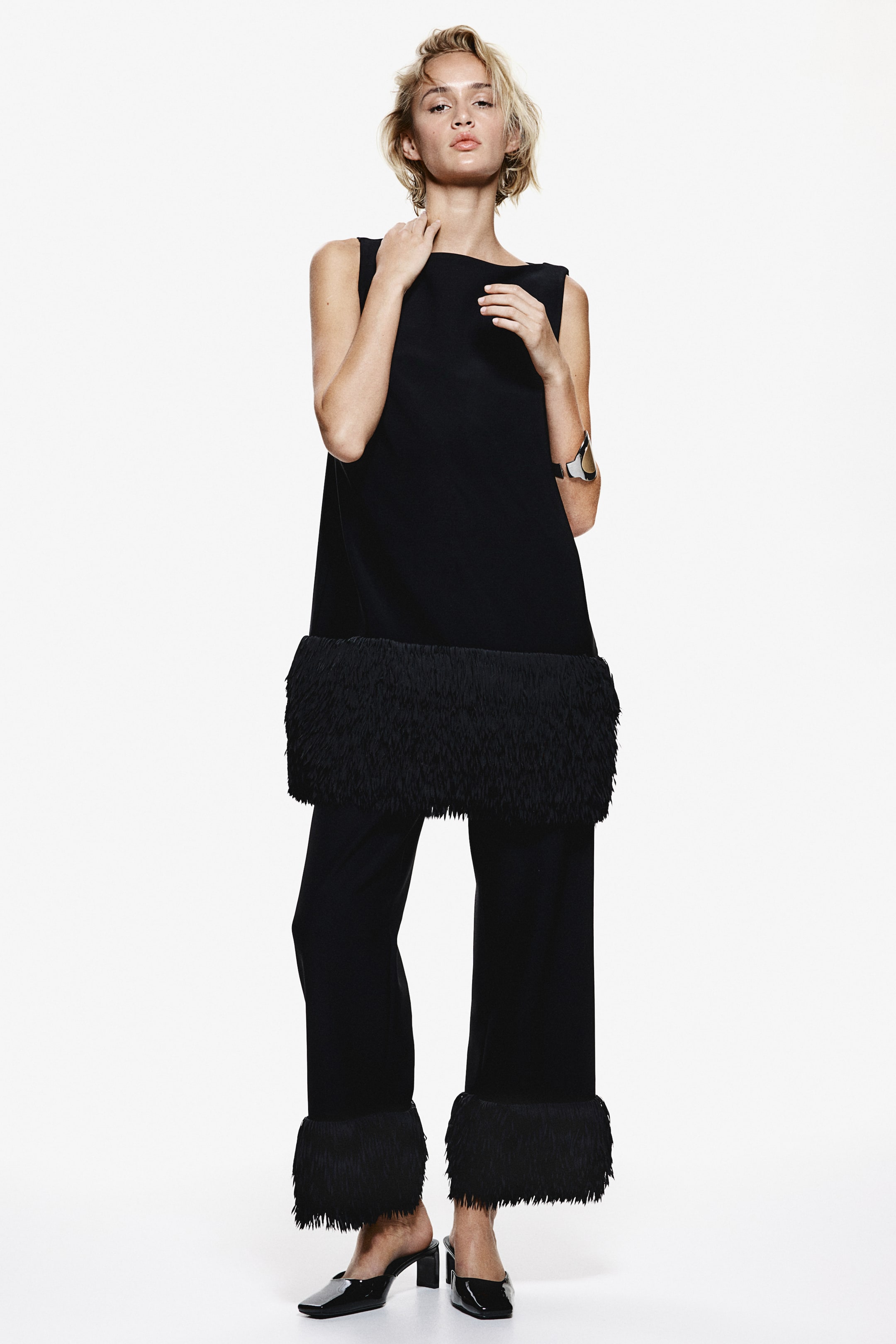 Fringe-Hem Pants