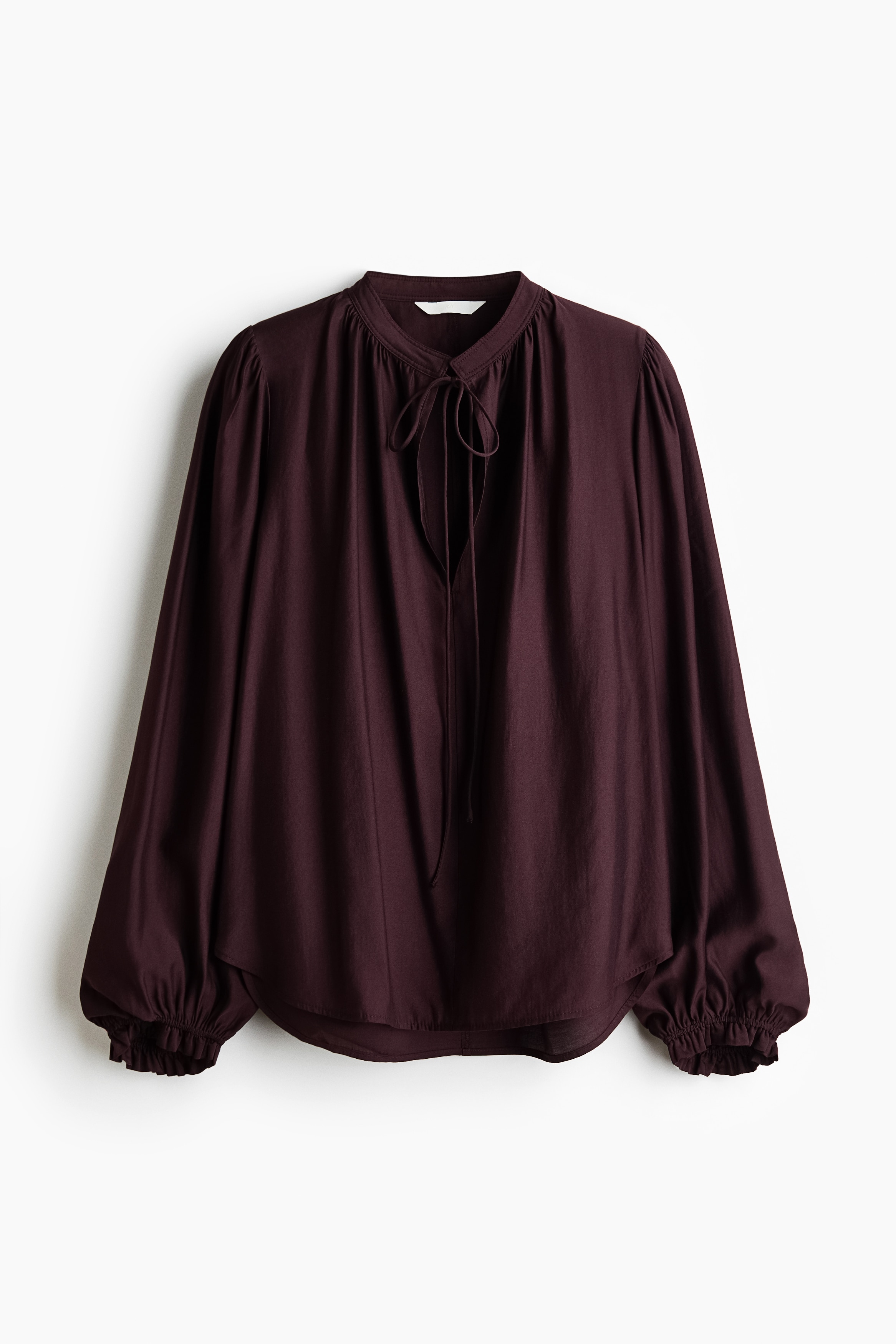 Tie-detail blouse - Burgundy/Light beige/Patterned