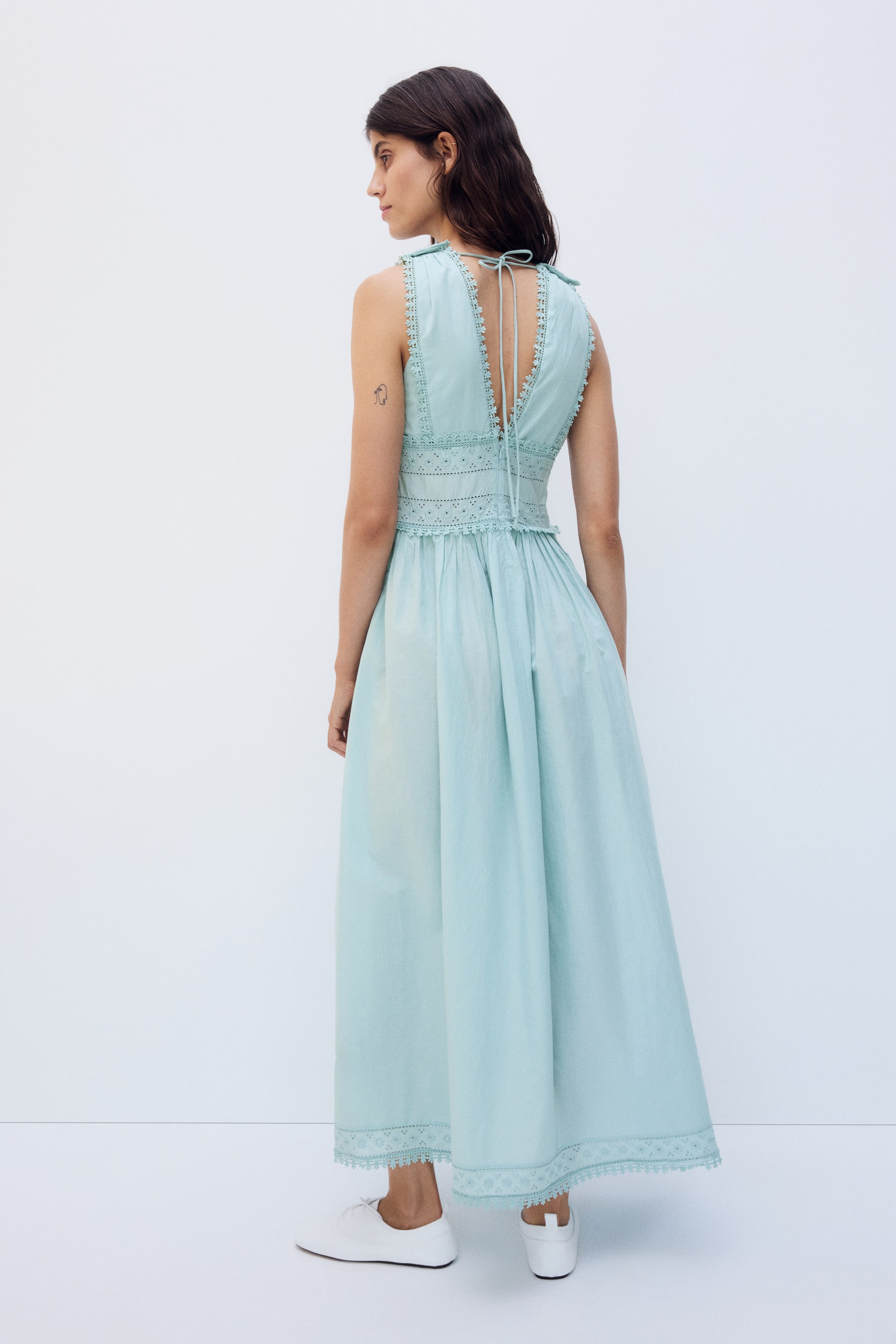 MAMA Lace-Trimmed Cotton Nursing Dress