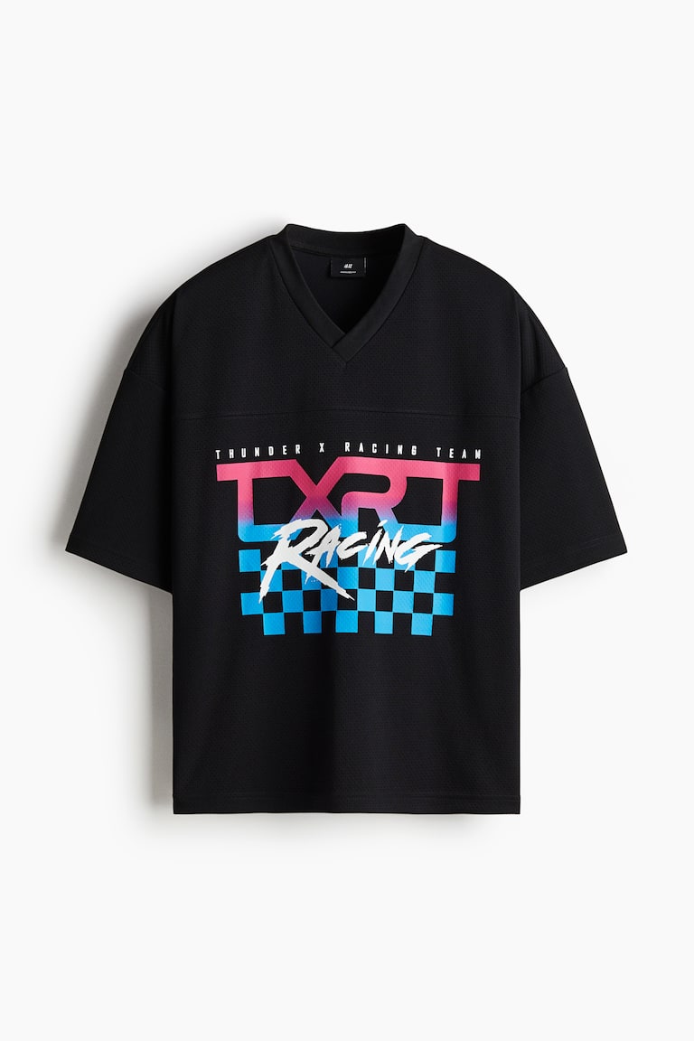 Mrežasta majica sa printovima Oversized Fit