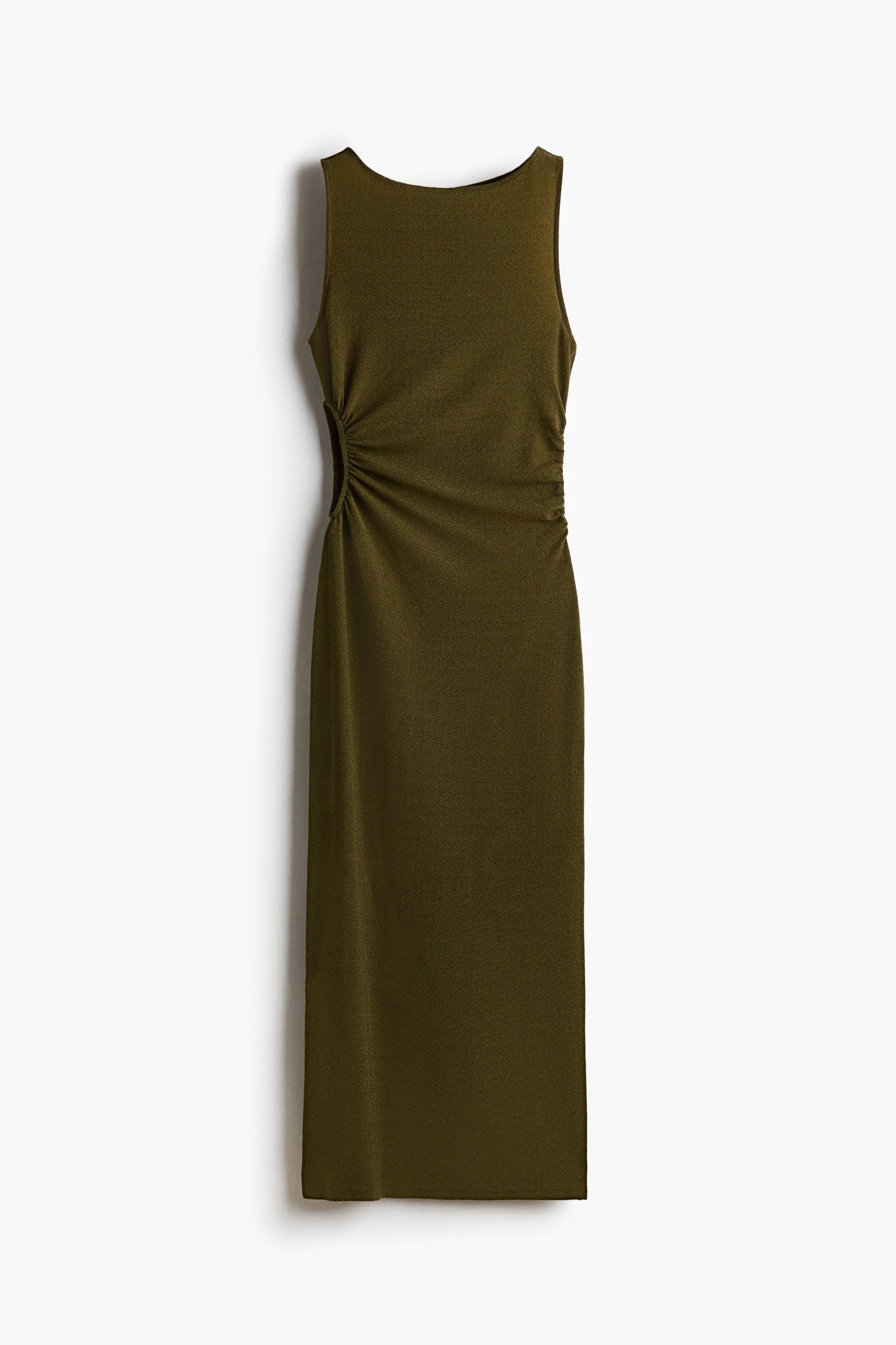 Glittery cut-out dress-Dark khaki green