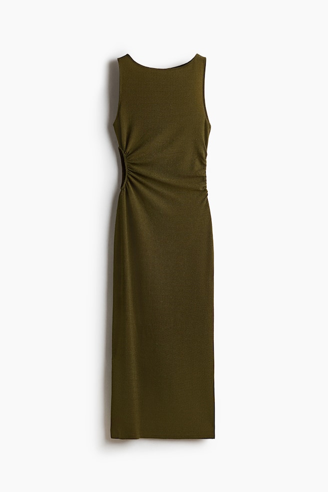 Glittery cut-out dress - Dark khaki green - 1