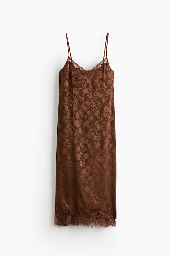 Женские платья H&M Lace-Trimmed Brocade Dress