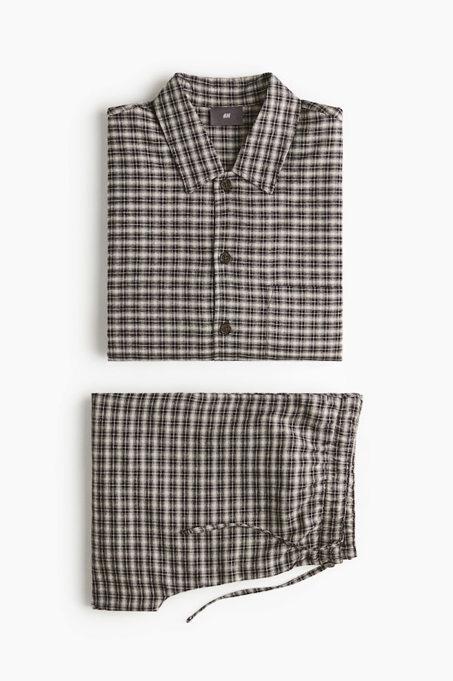 Flanellen pyjamajasje en -broek - Donkerblauw/geruit/Rood/geruit/Donkerblauw/geruit - 1