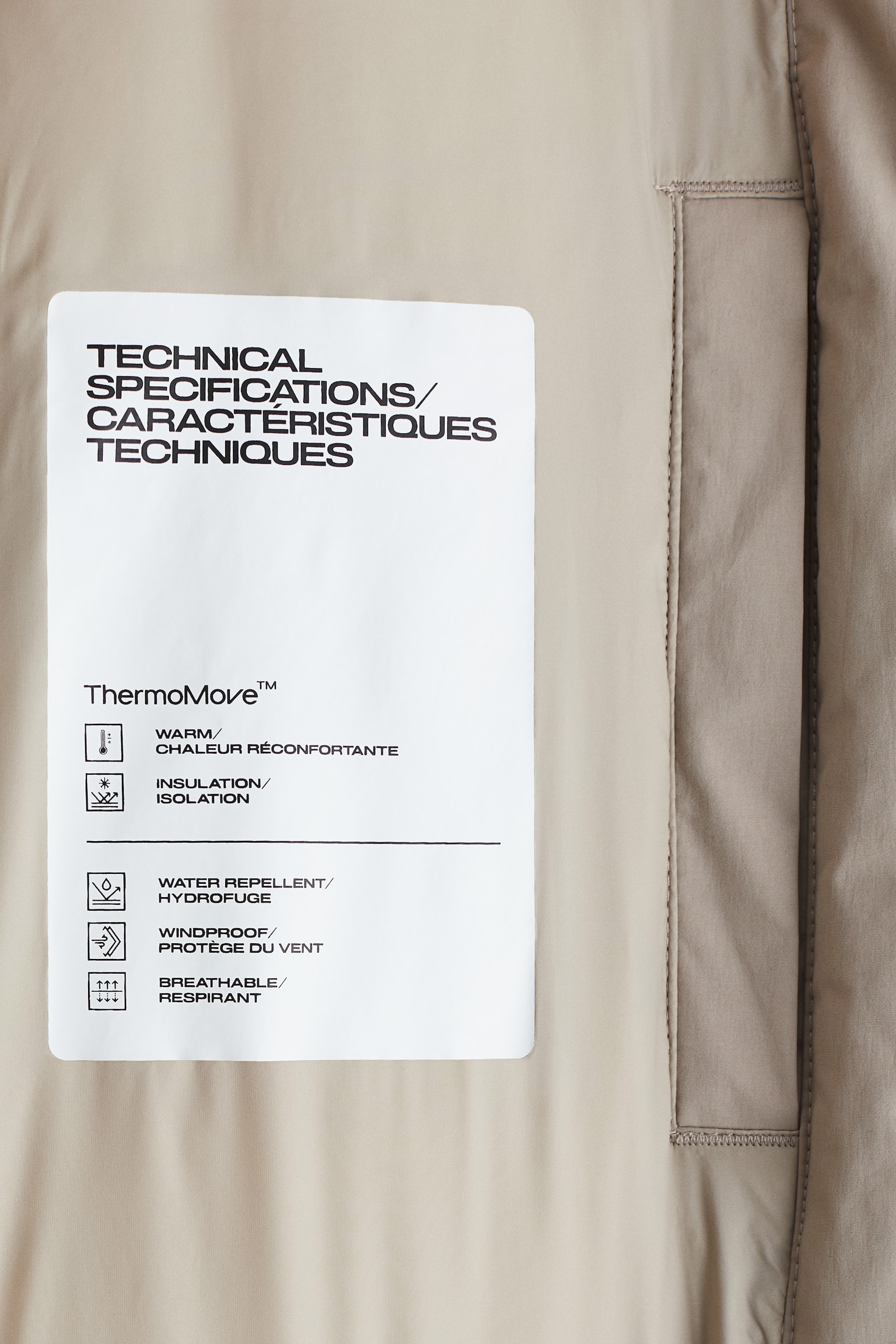 Regular Fit Padded parka with ThermoMove™ - Beige/Black - 3