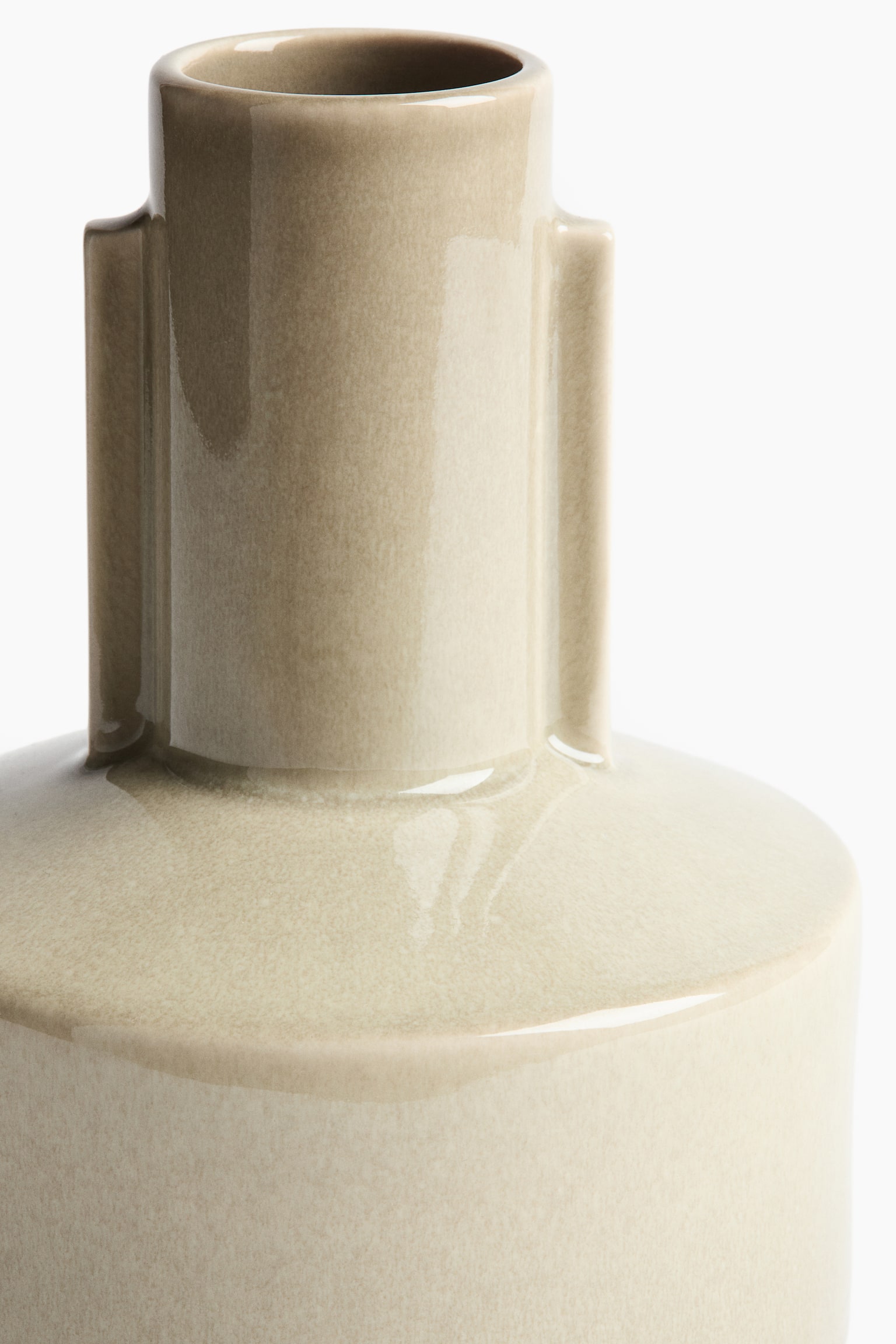 리액티브 글레이즈 스톤웨어 화병 - 카키 베이지/라이트 핑크 - 4