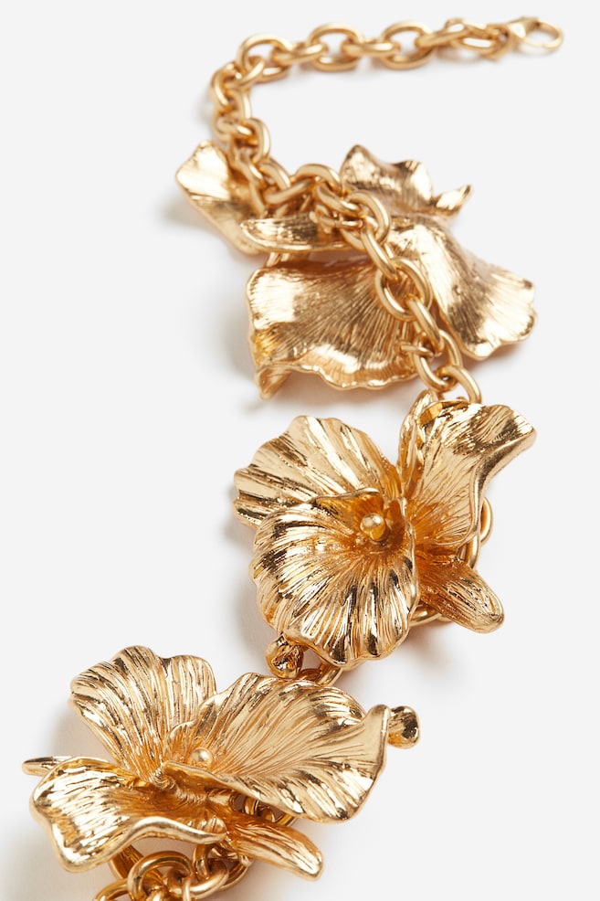 Flower-detail necklace - Gold-coloured - 3