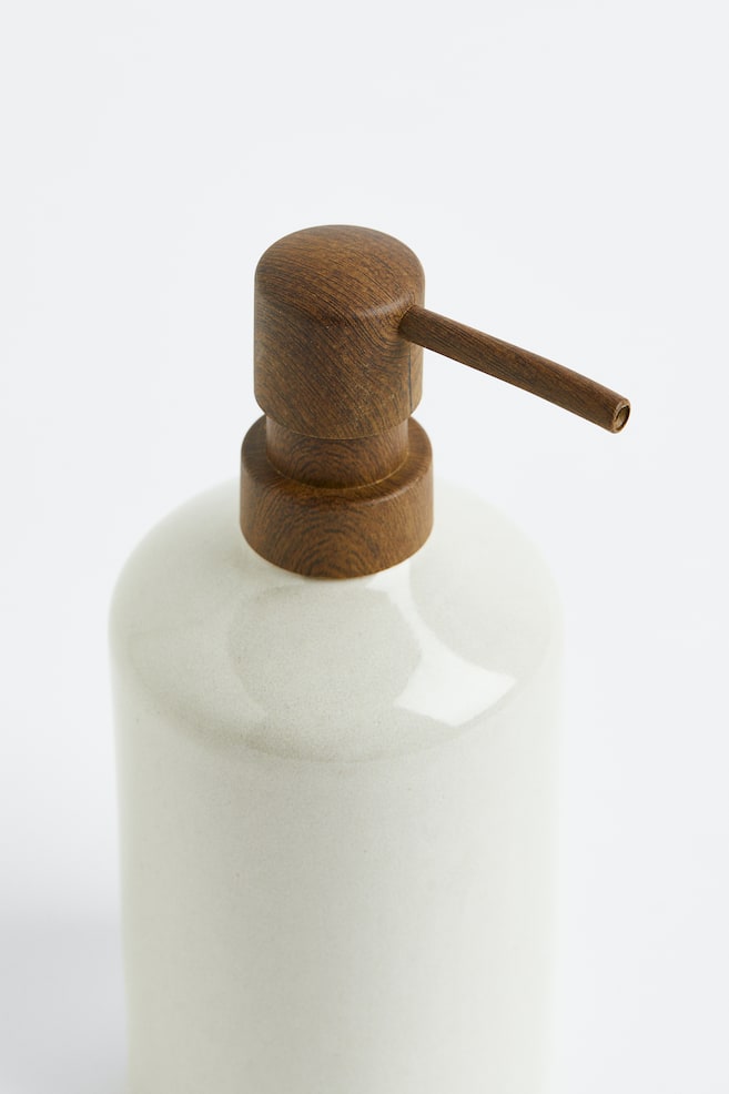 Stoneware soap dispenser - Light beige/Grey - 2