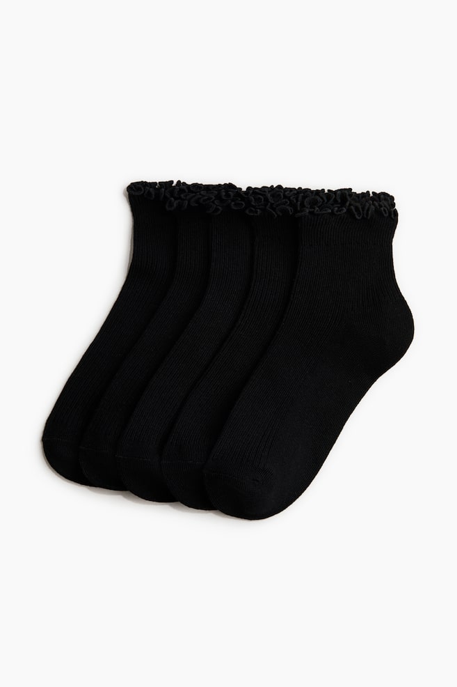 5-pack ankle socks - Black/Light blue/Light grey marl/White - 1