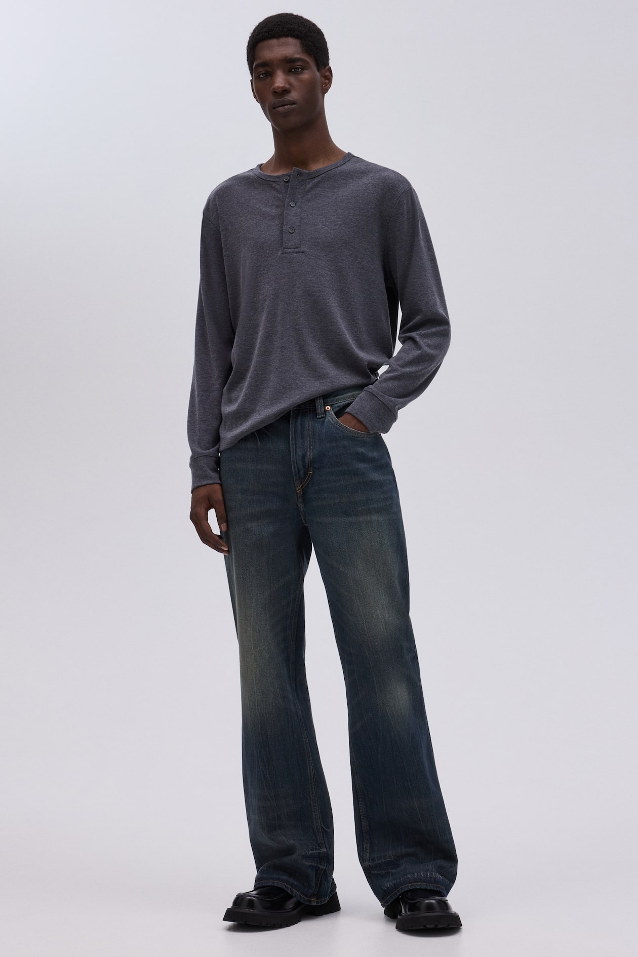 ブーツカットレギュラーハイデニム - ダークデニムブルー - Men | H&M JP