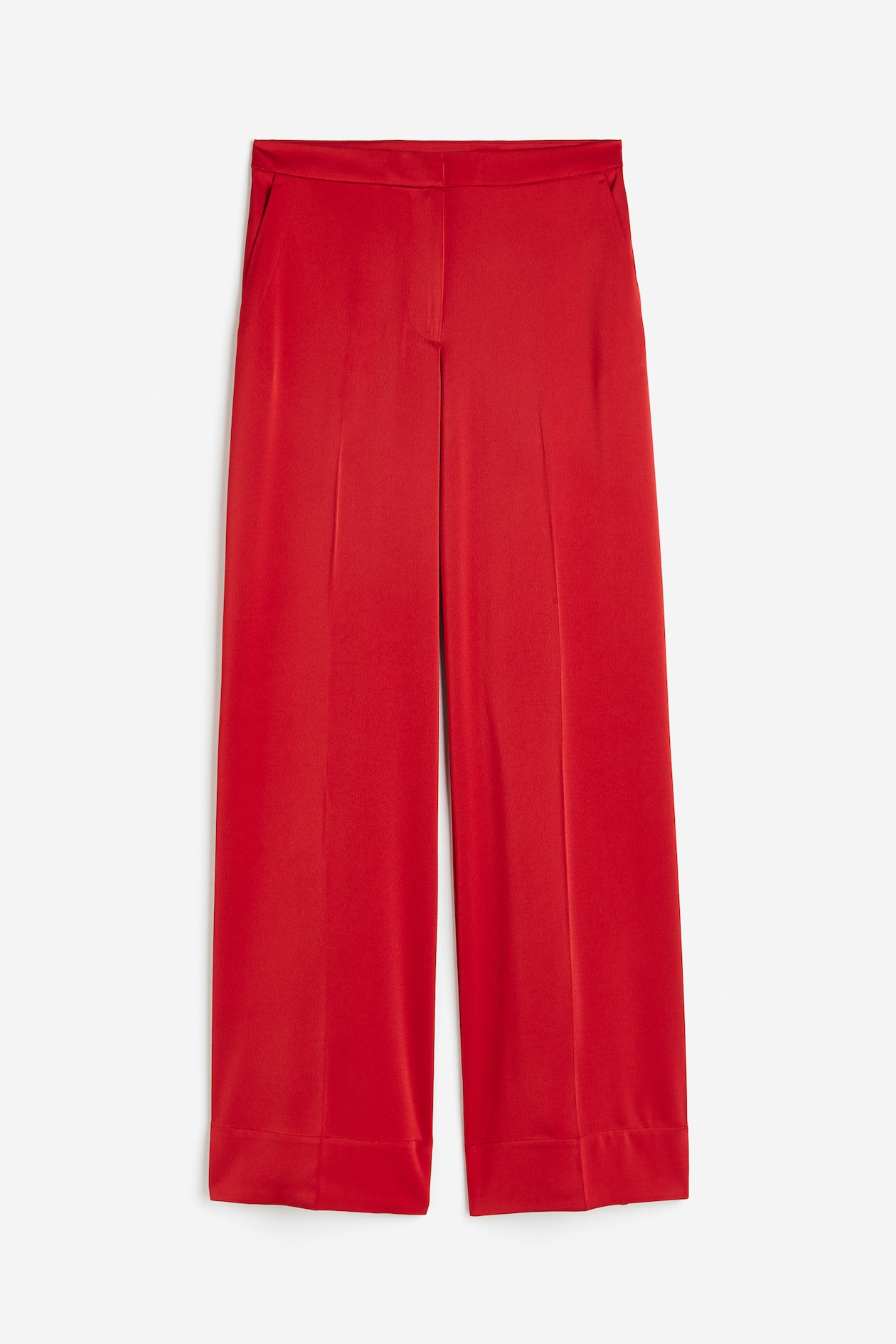Red Satin Dress Pants Ladies Wide-leg Satin Pants Red Ladies H&M CA