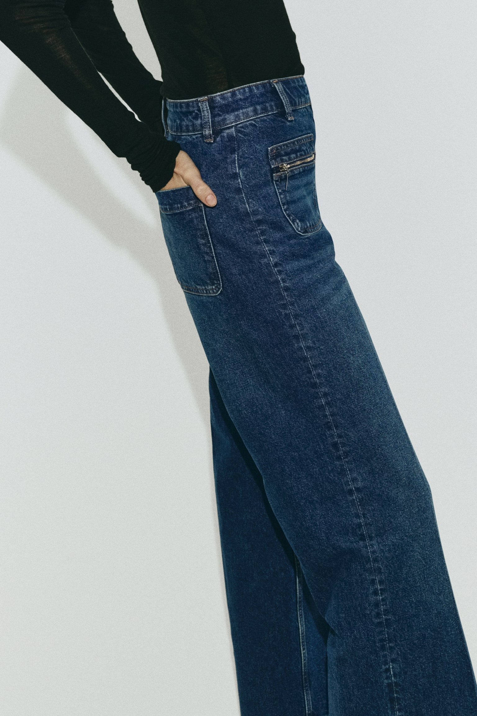 Женские джинсы H&M Straight High, цвет: Джинсовый синий — фото 3