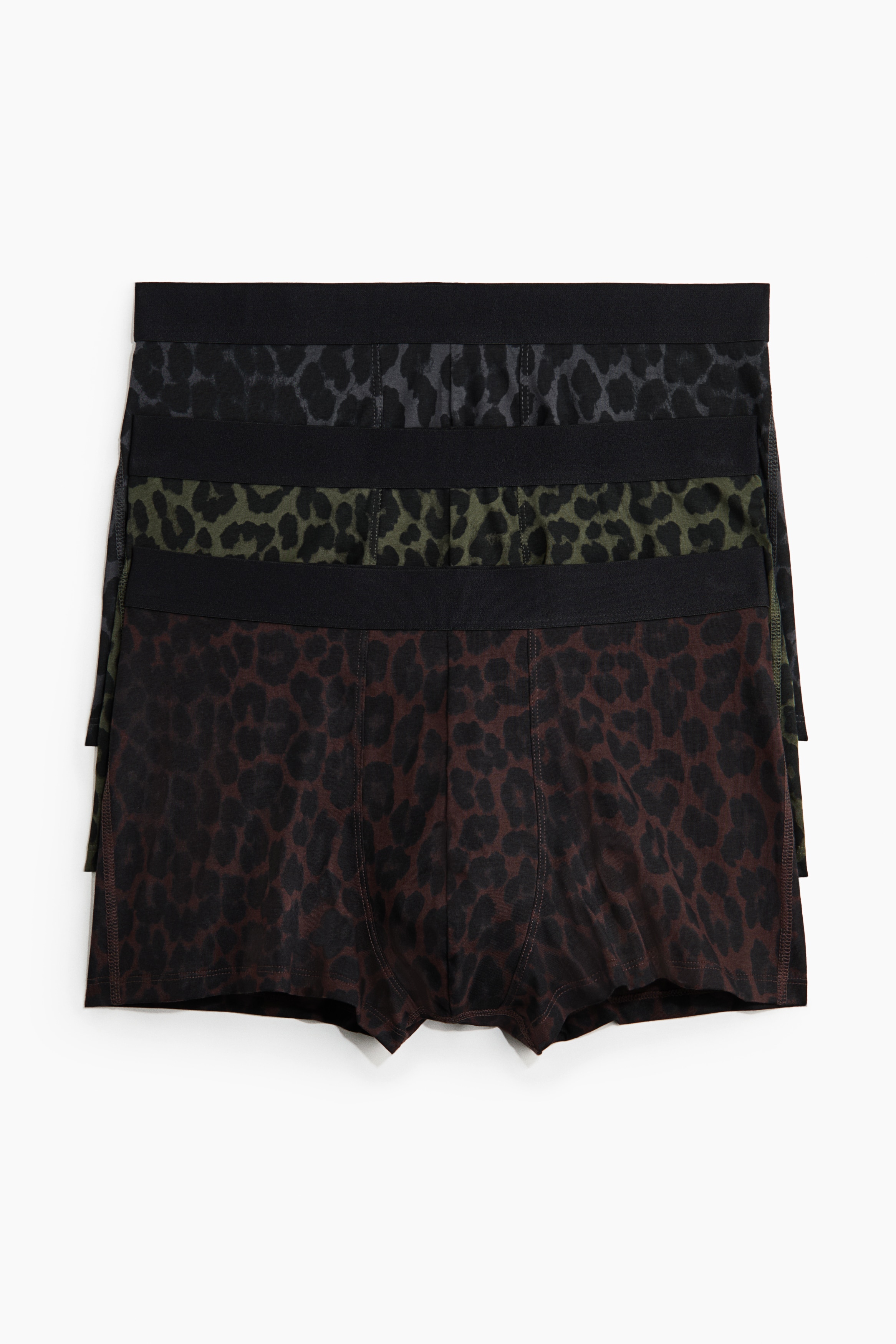 Pack de 3 boxers curtos em algodão - Preto/Padrão leopardo