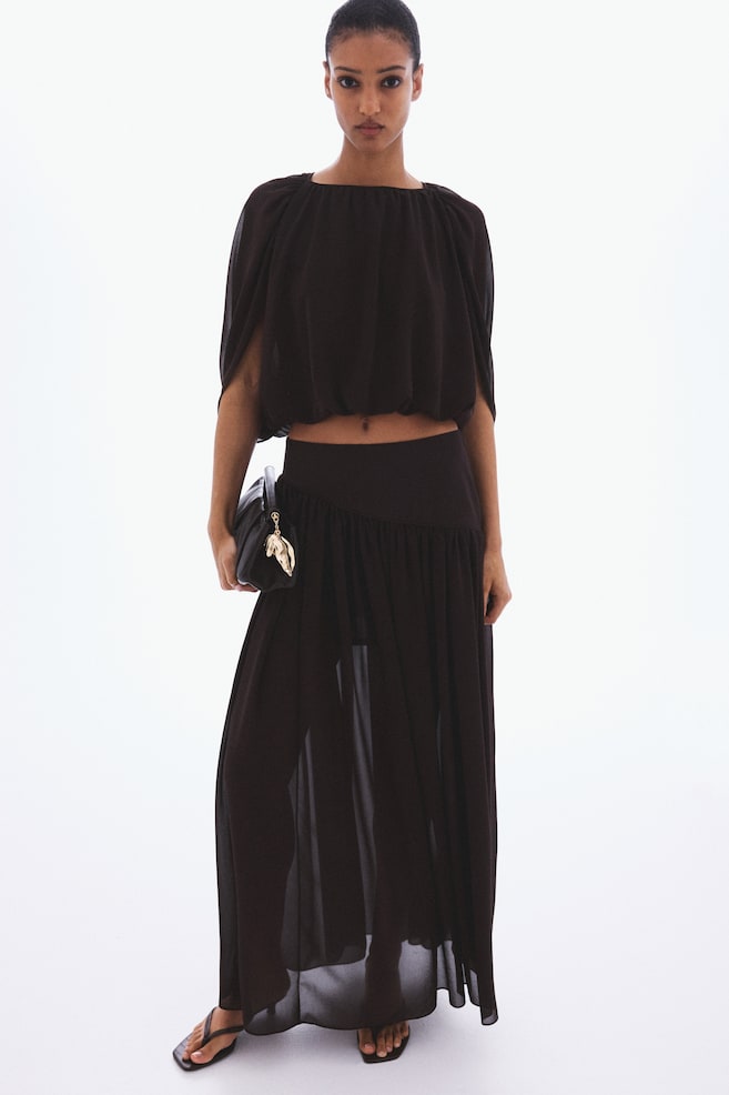 Chiffon Maxi Skirt - Dark brown/Beige/zebra print - 2