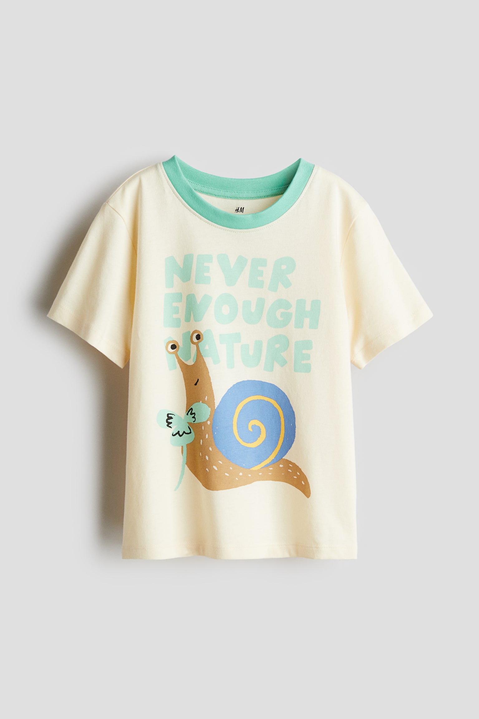 Printed T-shirt - Light yellow/Snail/Light yellow/Striped/Navy blue/Striped/Grey/73/Light blue/Striped/Dusty yellow/Lions/Light yellow/Create joy/Red/Candy cane/Light blue/Birds/White/Spread lovey daily/Beige/Animals/Blue/Lizard - 1