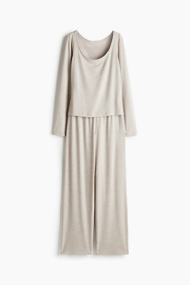 Pigiama in jersey - Beige chiaro mélange - 1