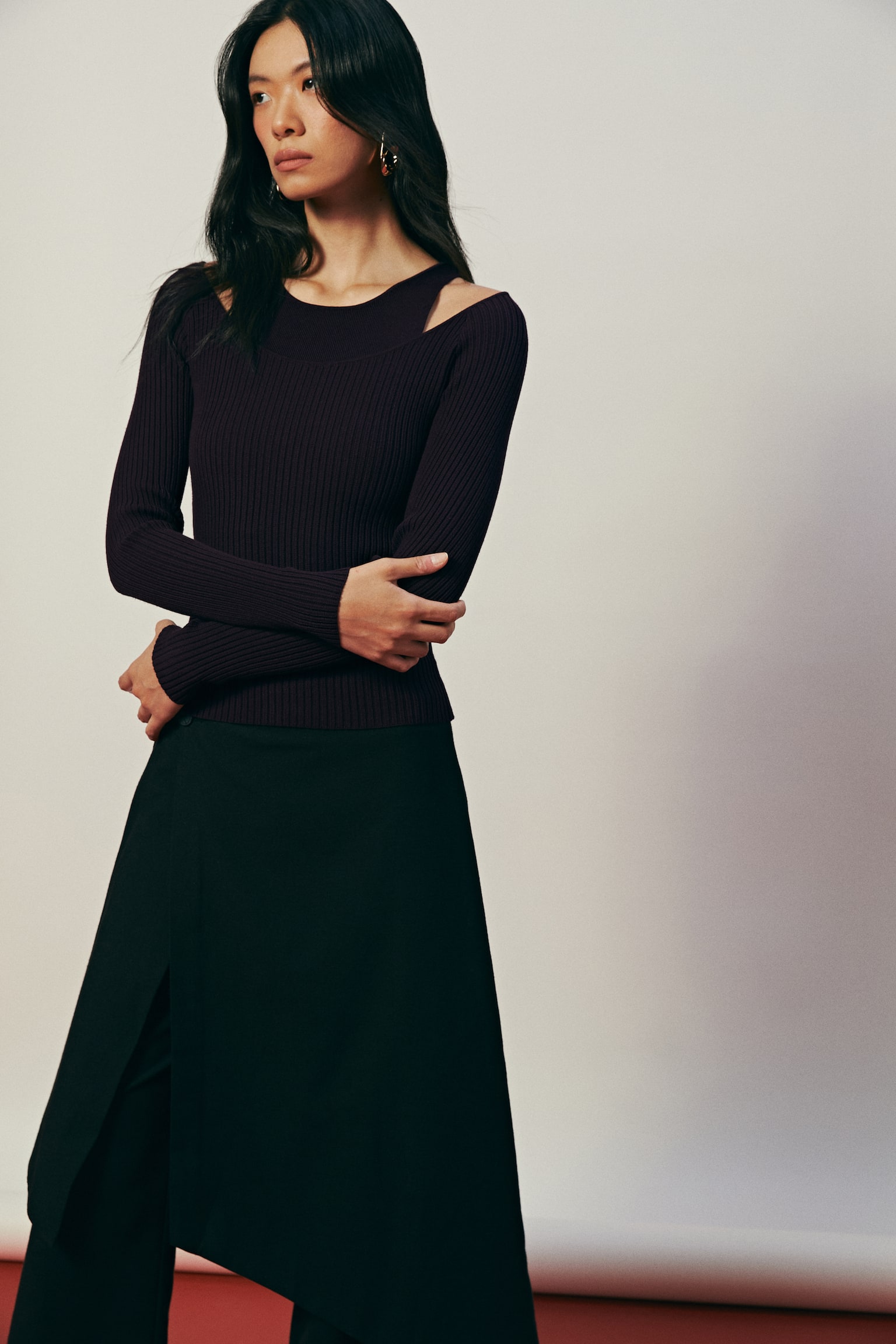 リブニットトップス - ダークプラムパープル - 7