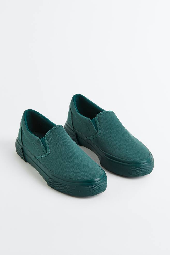 Wsuwane buty sportowe z bawełny - Leśna zieleń/Intensywny liliowy - 3