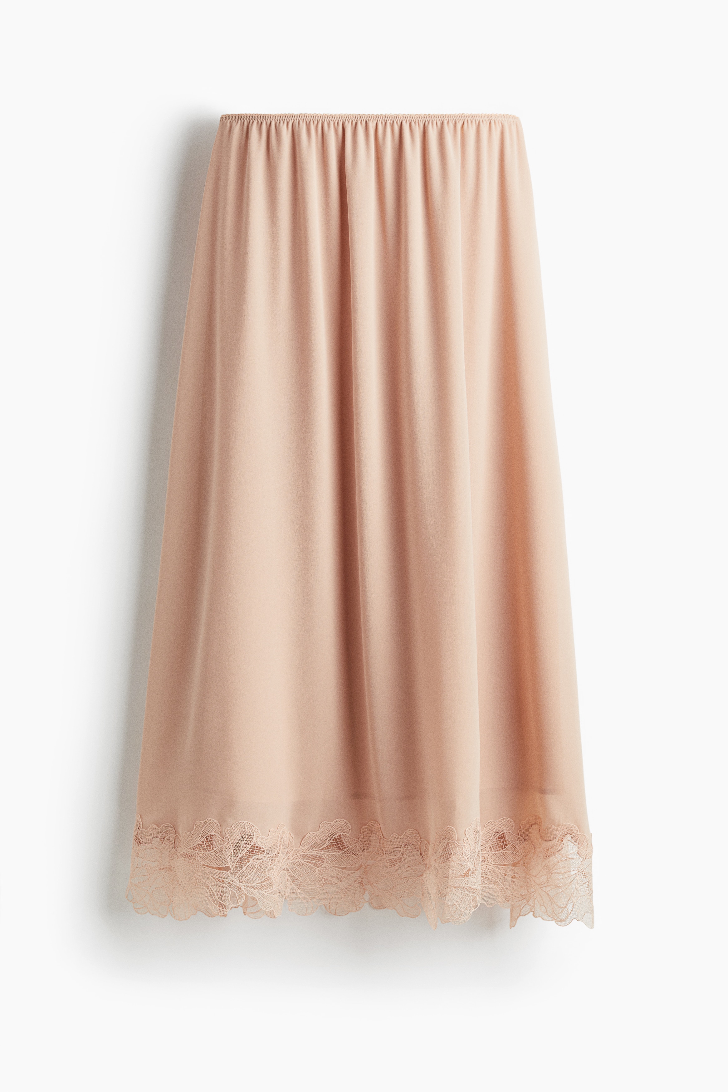 Lace Trim Chiffon Skirt - Powder pink