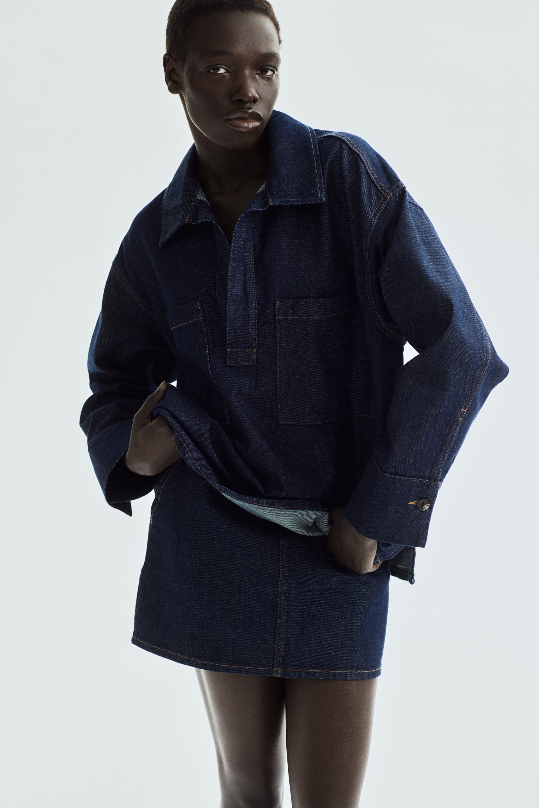 Oversized Pullover Denim Shirt