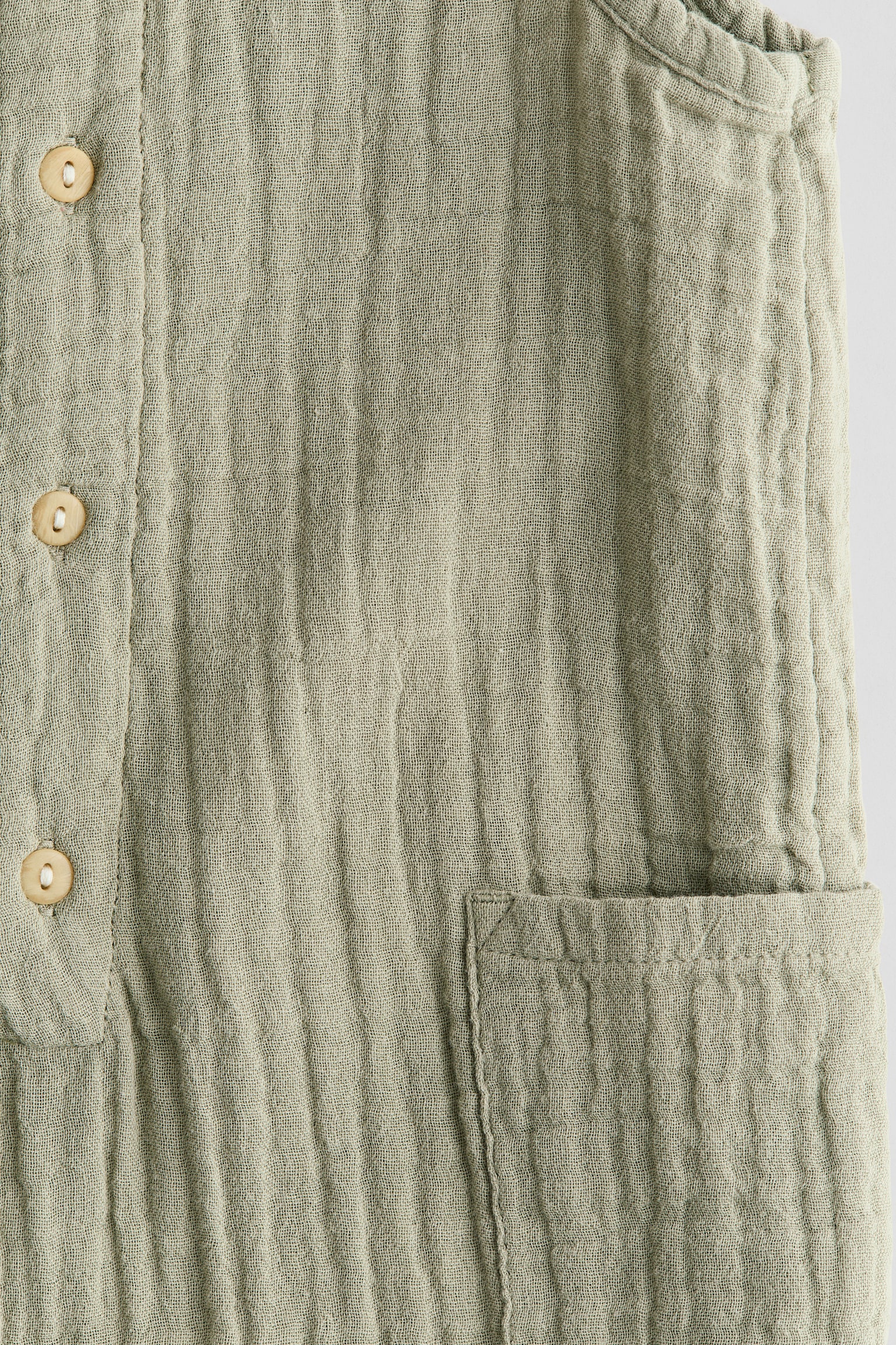 Cotton muslin romper suit - Khaki green - 2