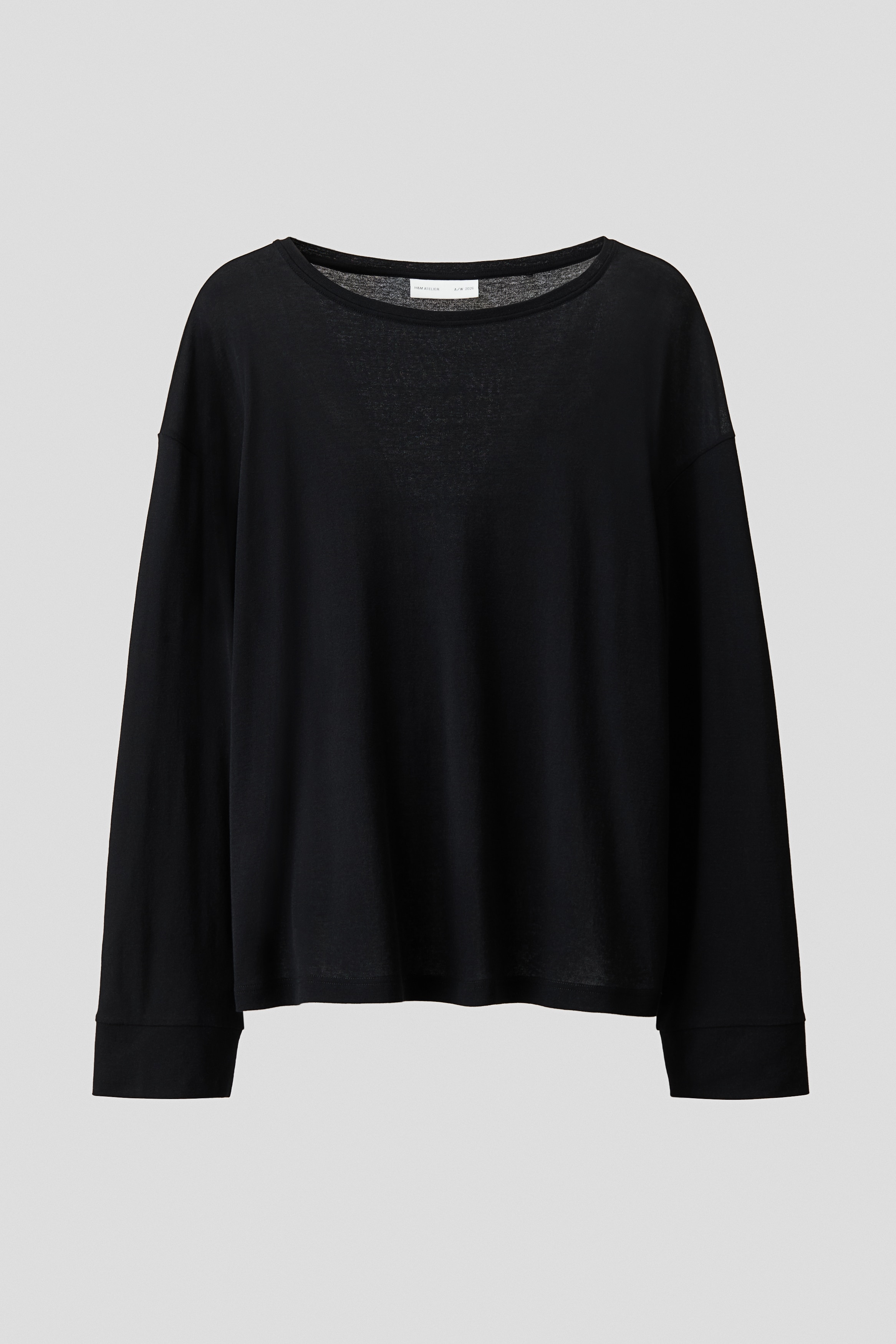 Camiseta de manga larga en algodón Relaxed Fit - Negro