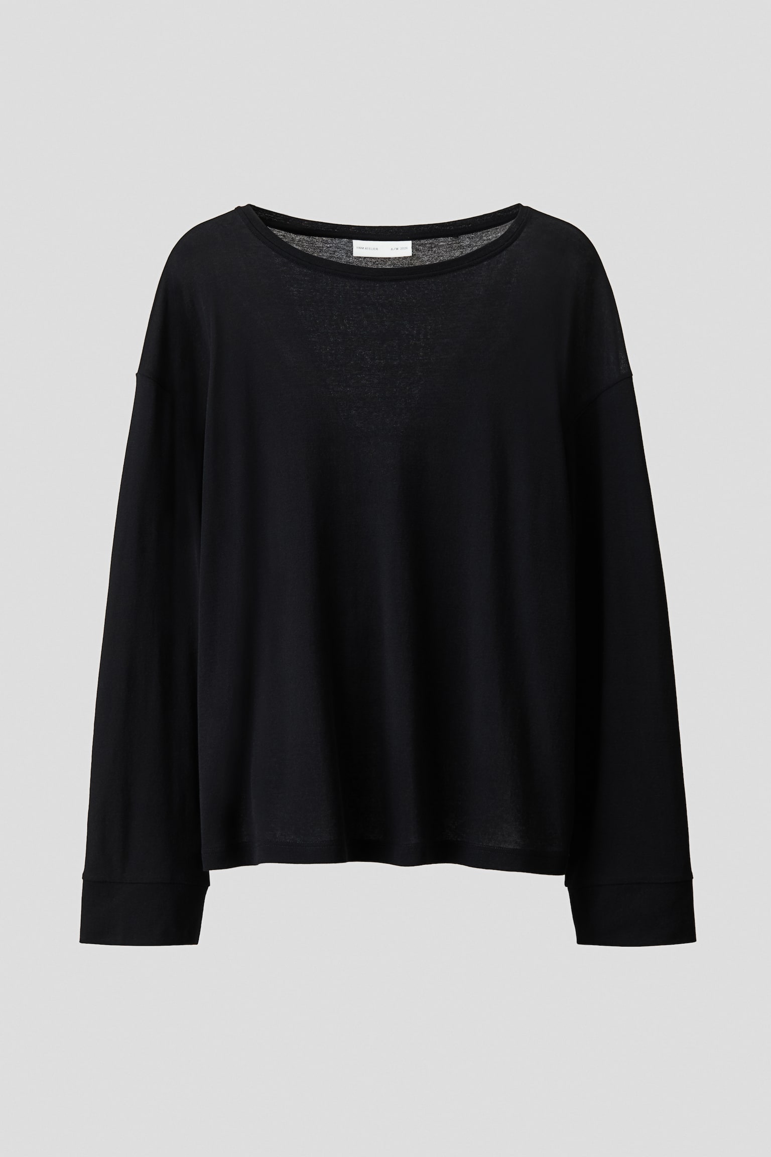 Playera Relaxed Fit de manga larga en algodón - Negro - 1
