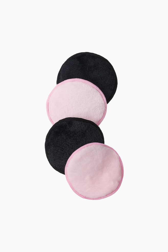 4-pak genanvendelig makeupfjerner-pad - Lys rosa/Sort - 1