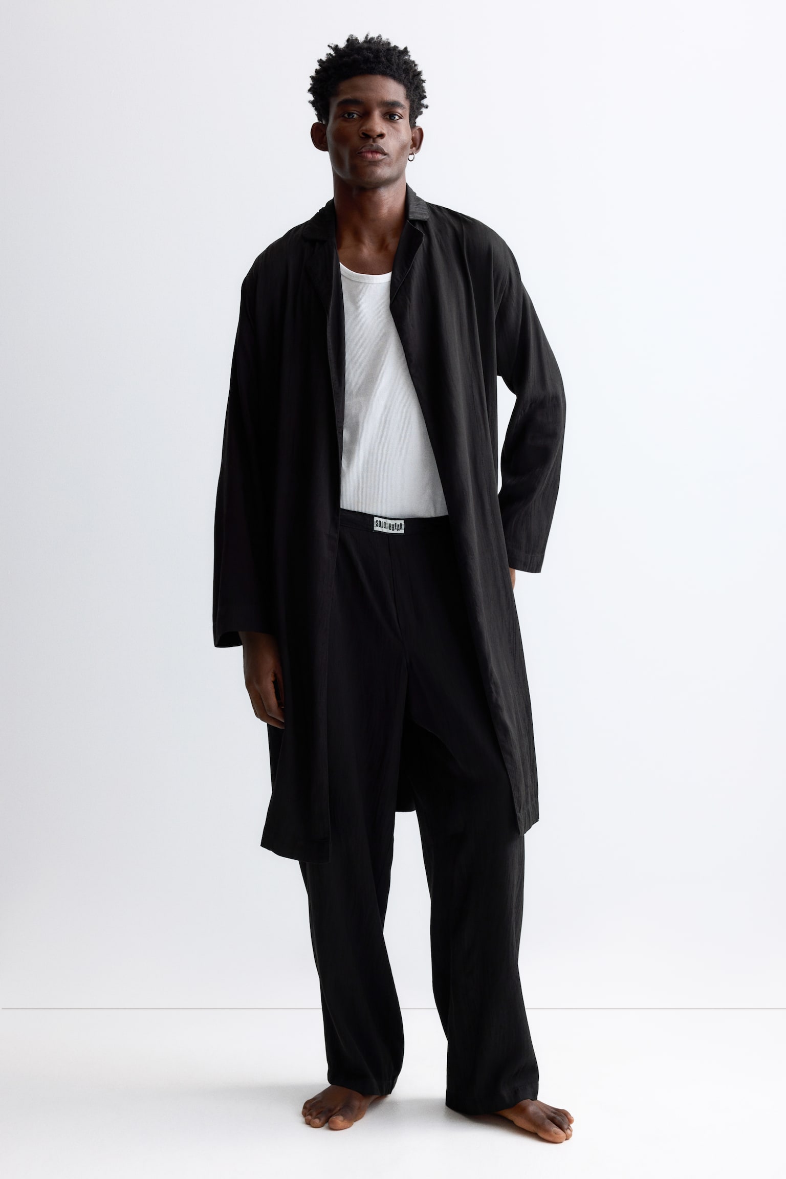 Jacquard-weave dressing gown - Black - 1