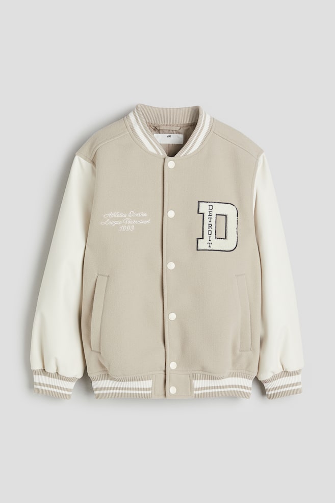 Appliquéd baseball jacket - Light beige/Detroit/Navy blue/Detroit - 1