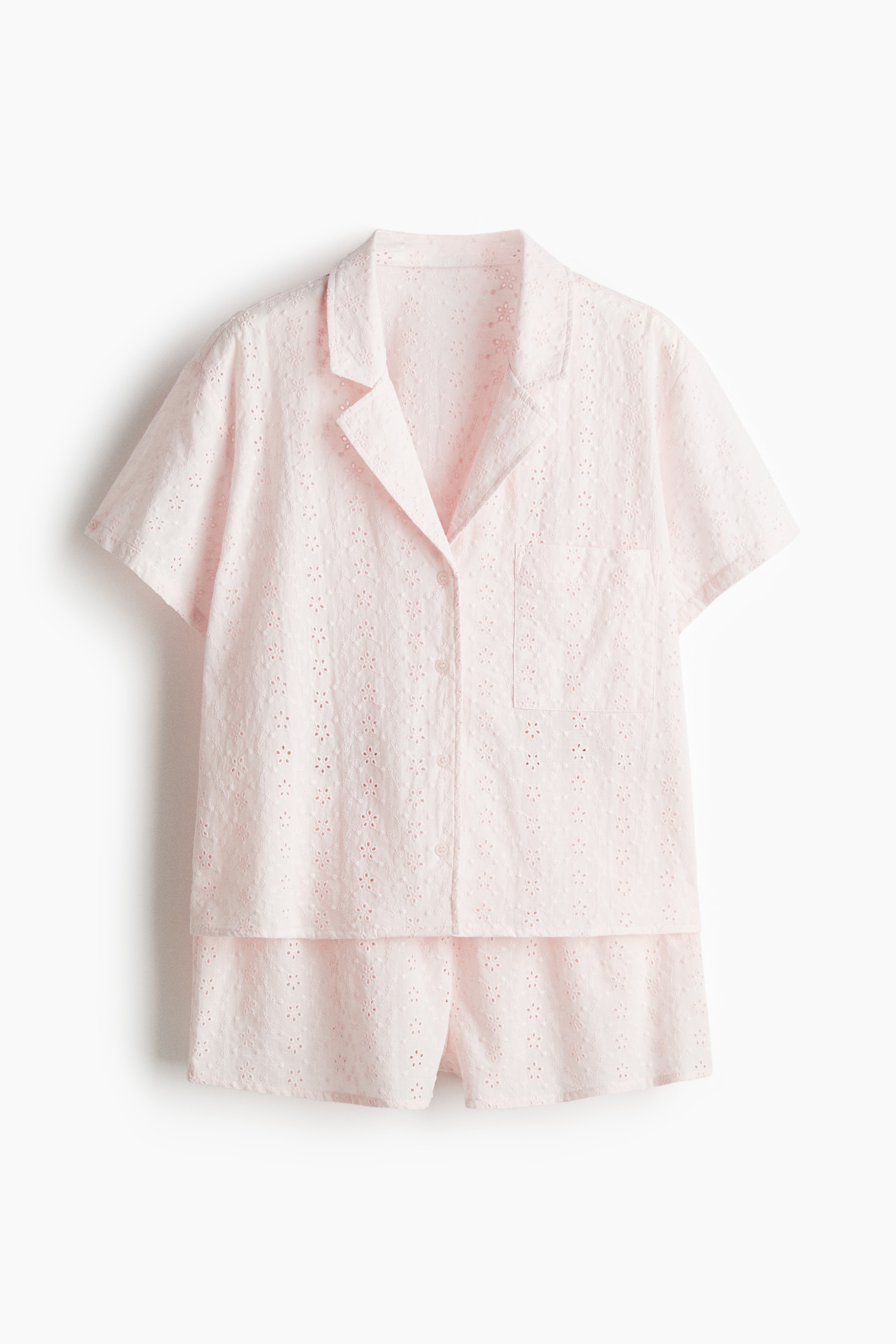 Broderie Anglaise Pyjama Set - Light pink/Light yellow/White